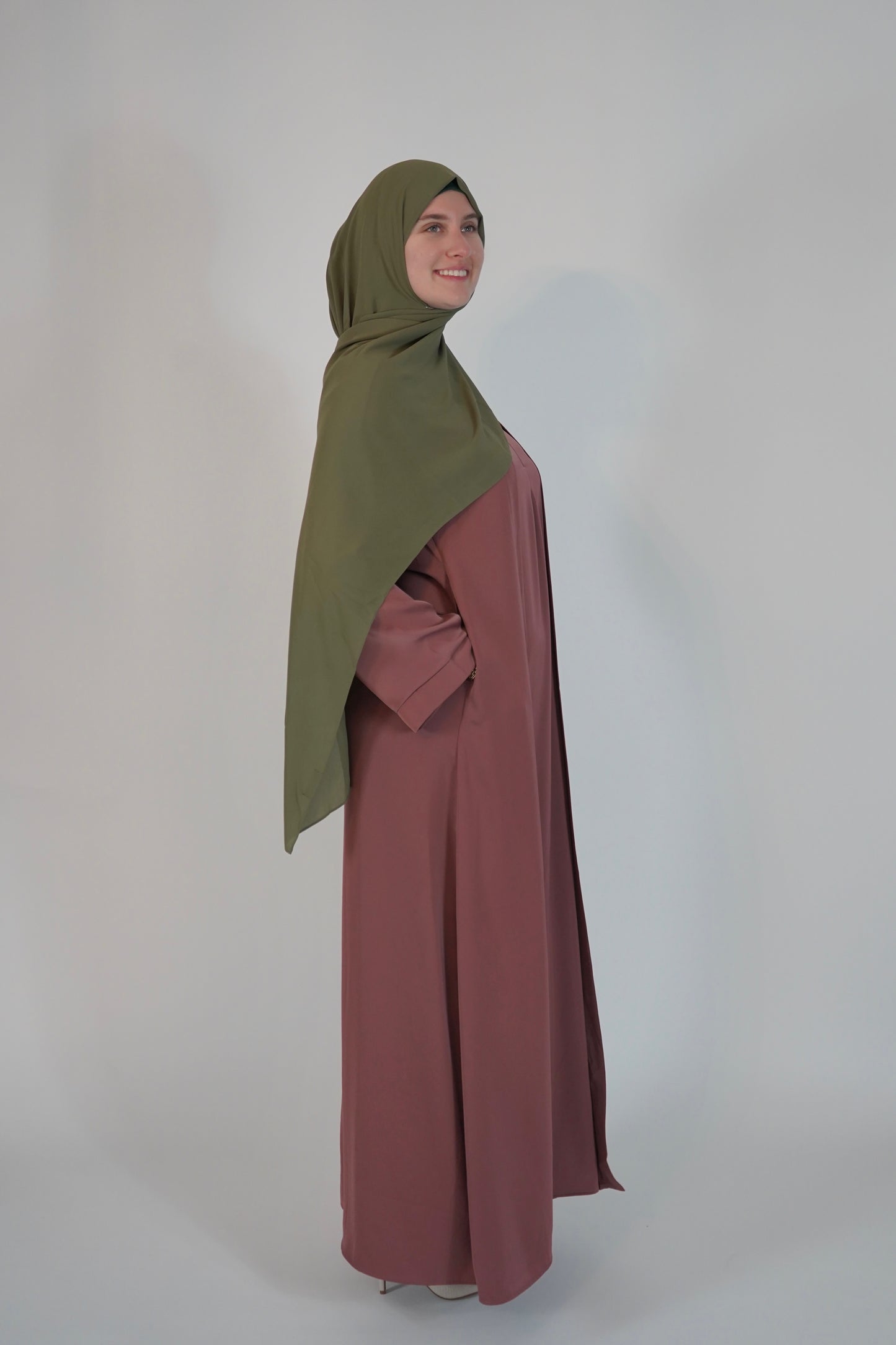 Satin Front Fold Abaya - Mauve