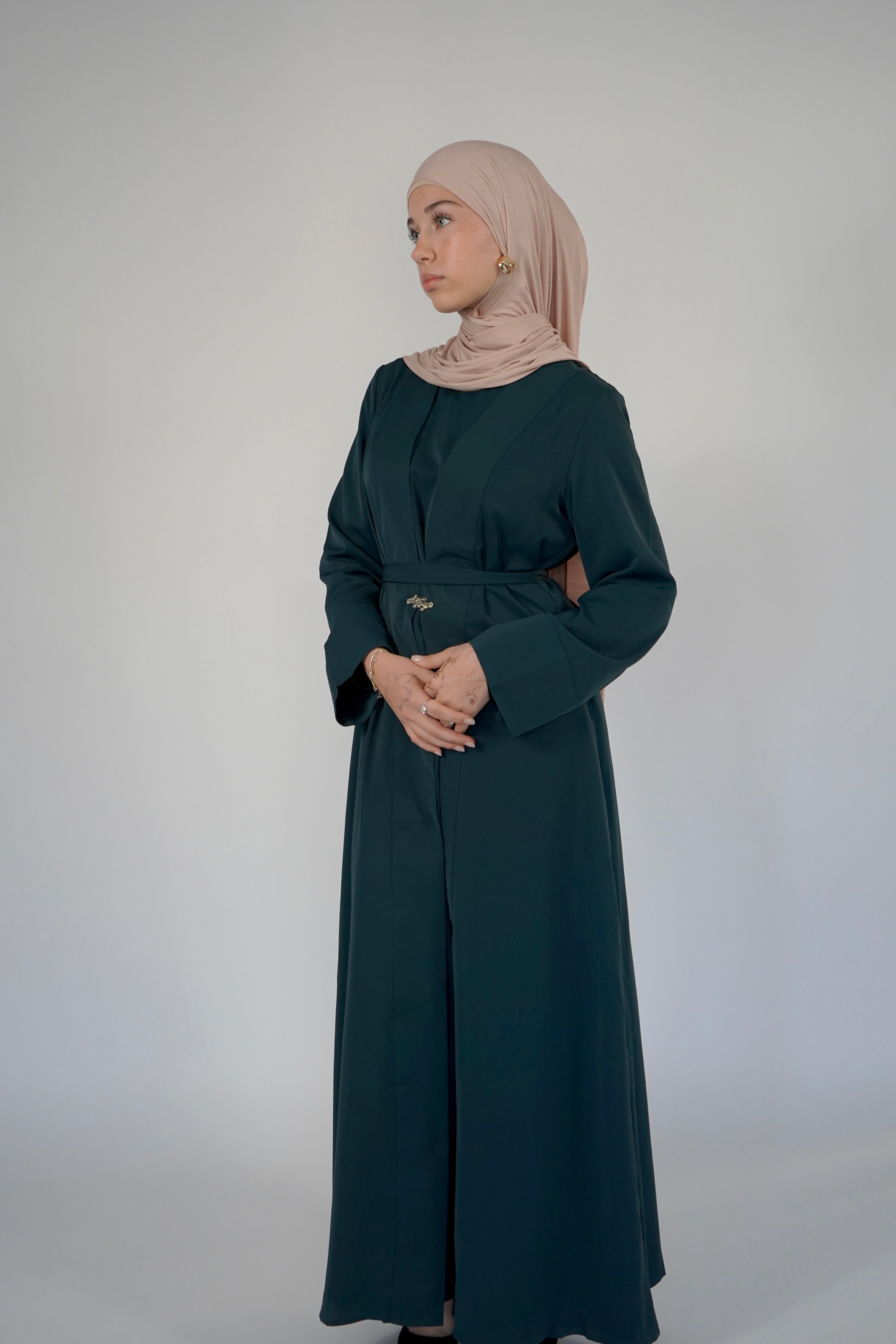 Two Piece Buckle Abaya- Emerald