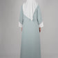 LUX Two Piece Open Front Embroidered Abaya - Mint Green and White