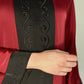 Zip Up Embroidery Abaya - Maroon