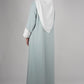 LUX Two Piece Open Front Embroidered Abaya - Mint Green and White