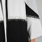 LUX Two Piece Open Front Embroidered Abaya - Black and White