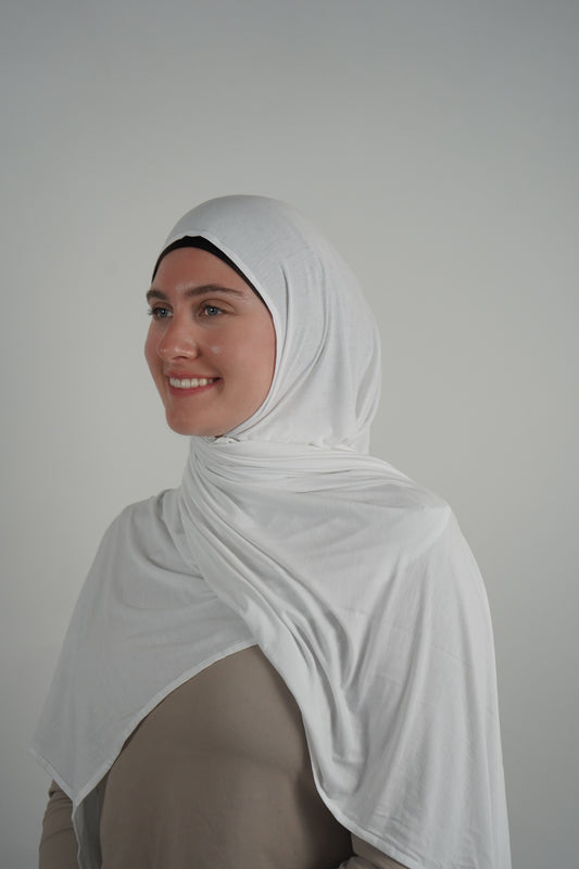 Bamboo Jersey Hijab - White