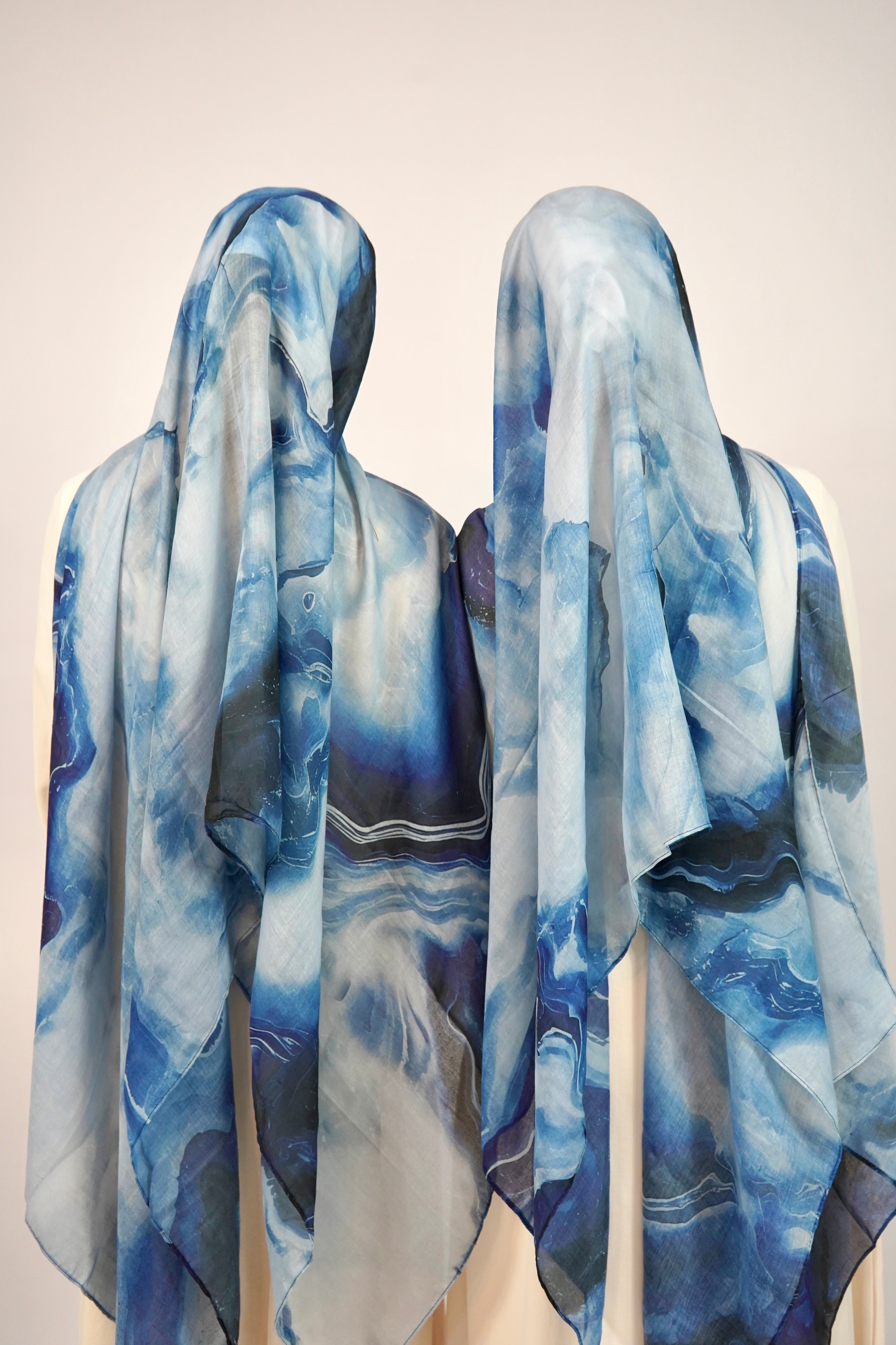 Print Cotton Hijab - Blue Mirage