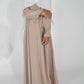 Kids Satin Abaya with Belt - Beige