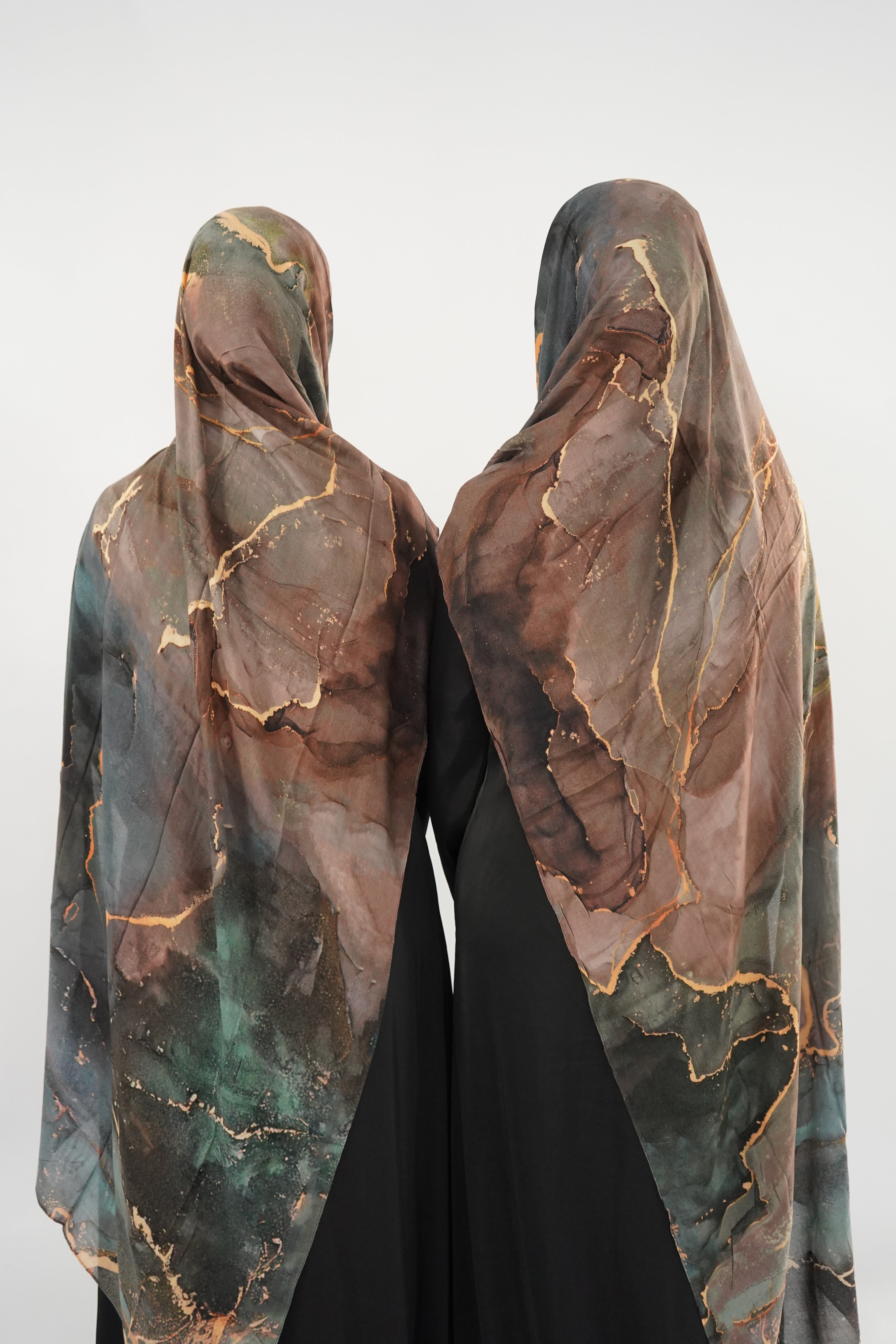Print Modal Hijab - Earthstone Marble
