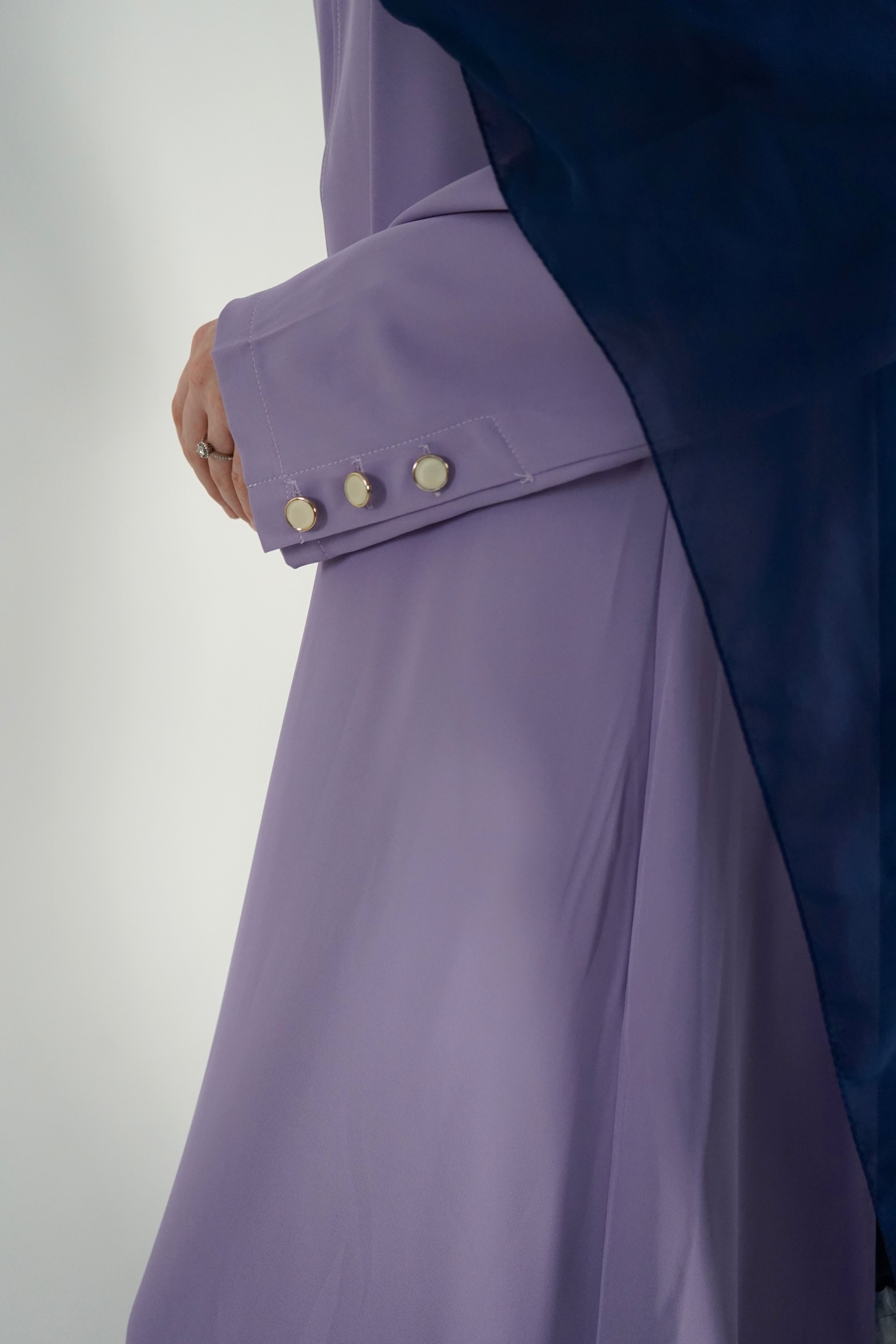 Elegant One Piece Open Front Abaya - Lilac