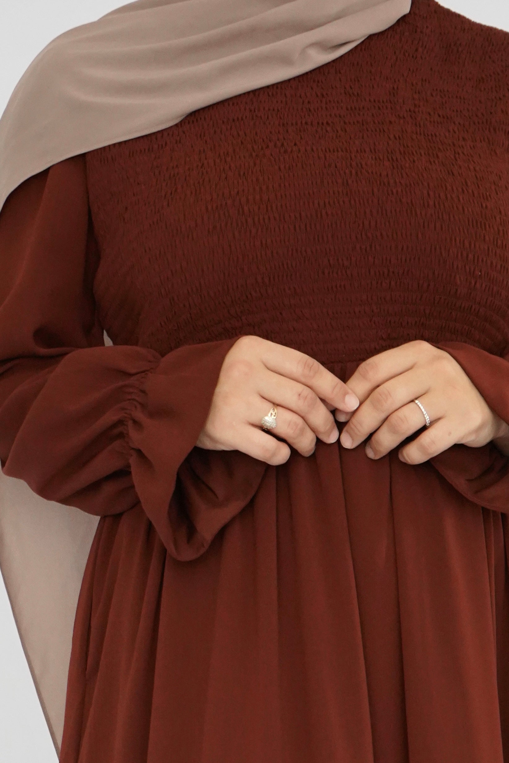 Brown Smock Dress - Chiffon
