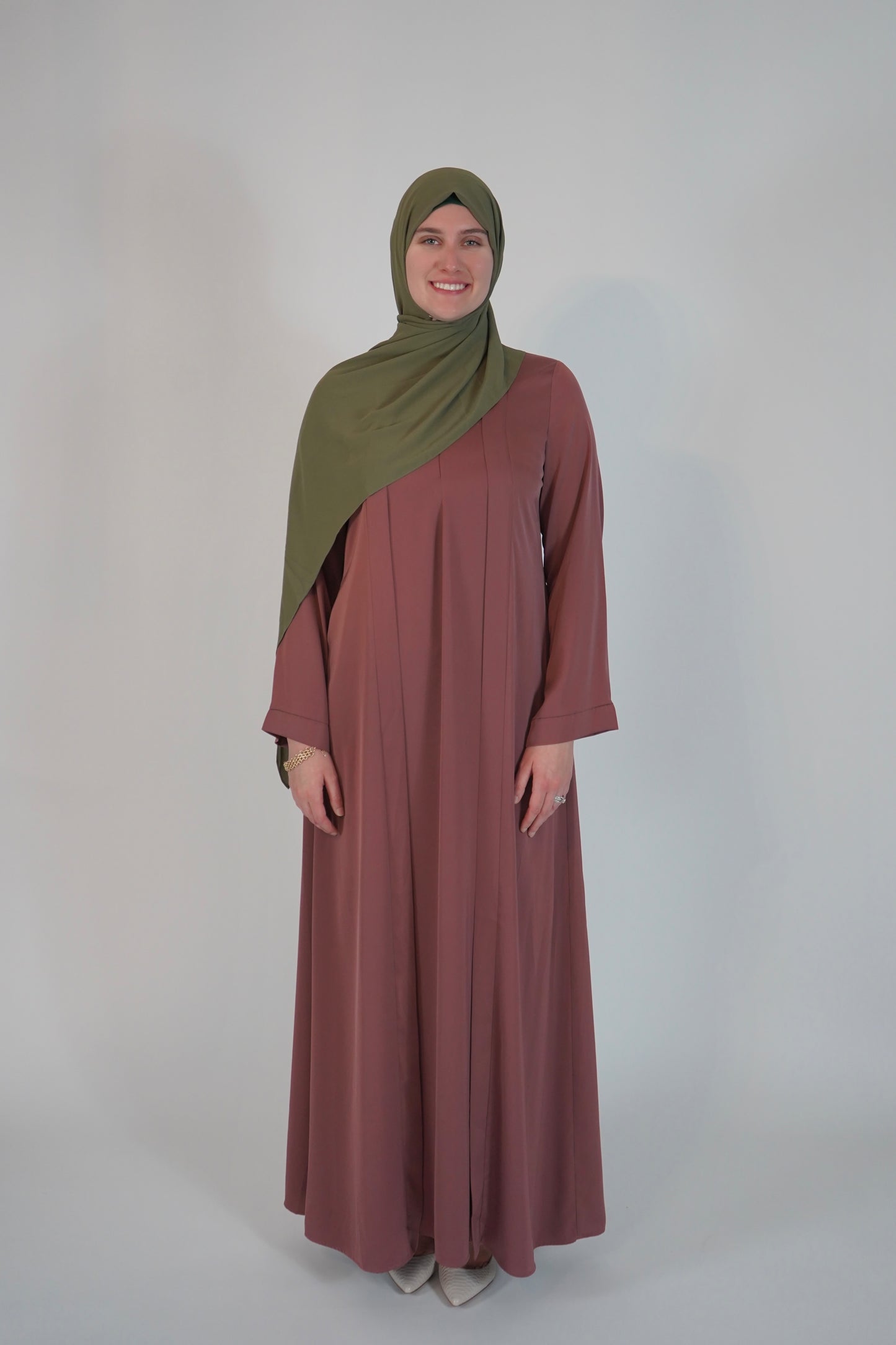 Satin Front Fold Abaya - Mauve