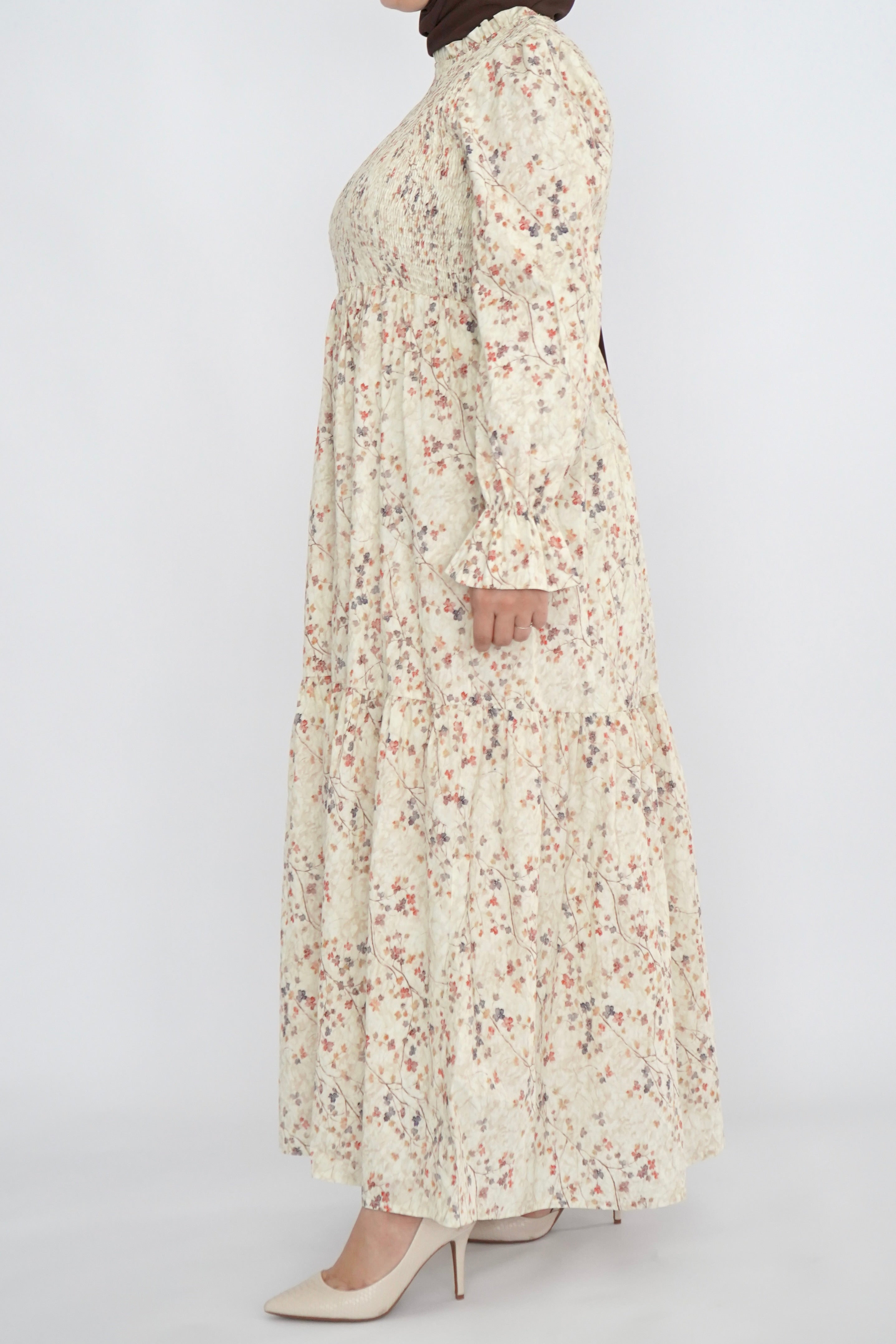 Cotton Fall Leaf Smock Dress