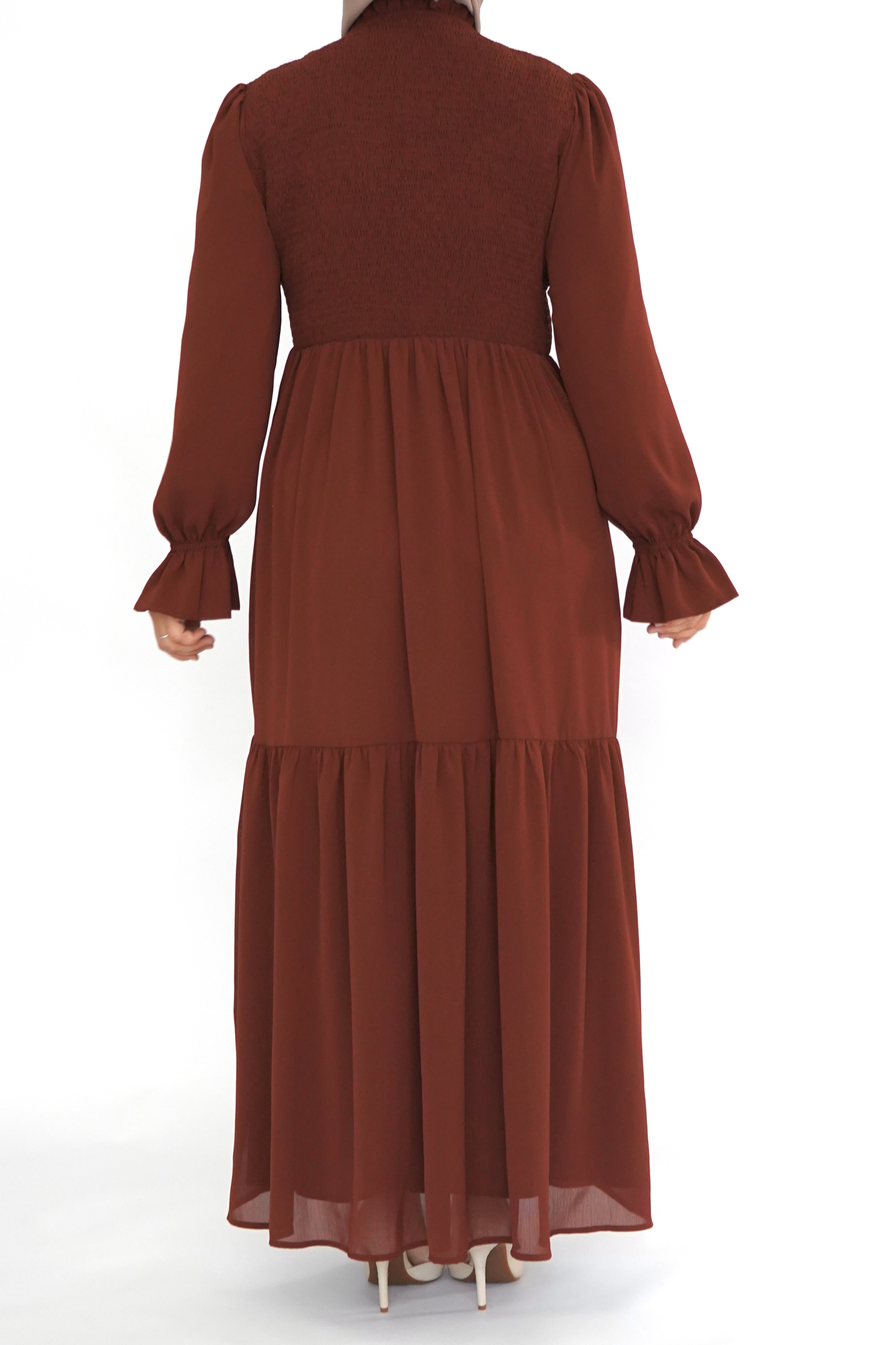 Brown Smock Dress - Chiffon