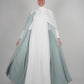 LUX Two Piece Open Front Embroidered Abaya - Mint Green and White