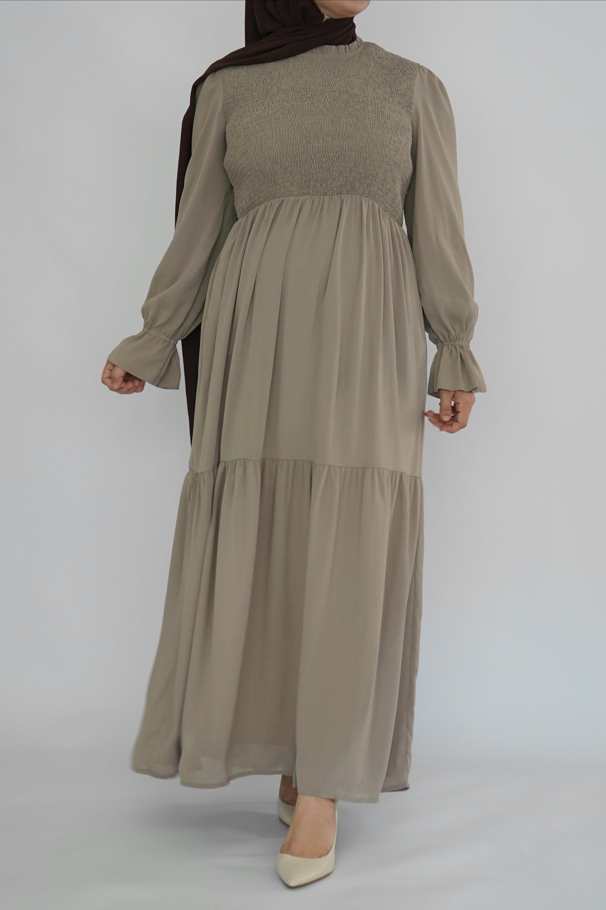 Olive Smock Dress - Chiffon