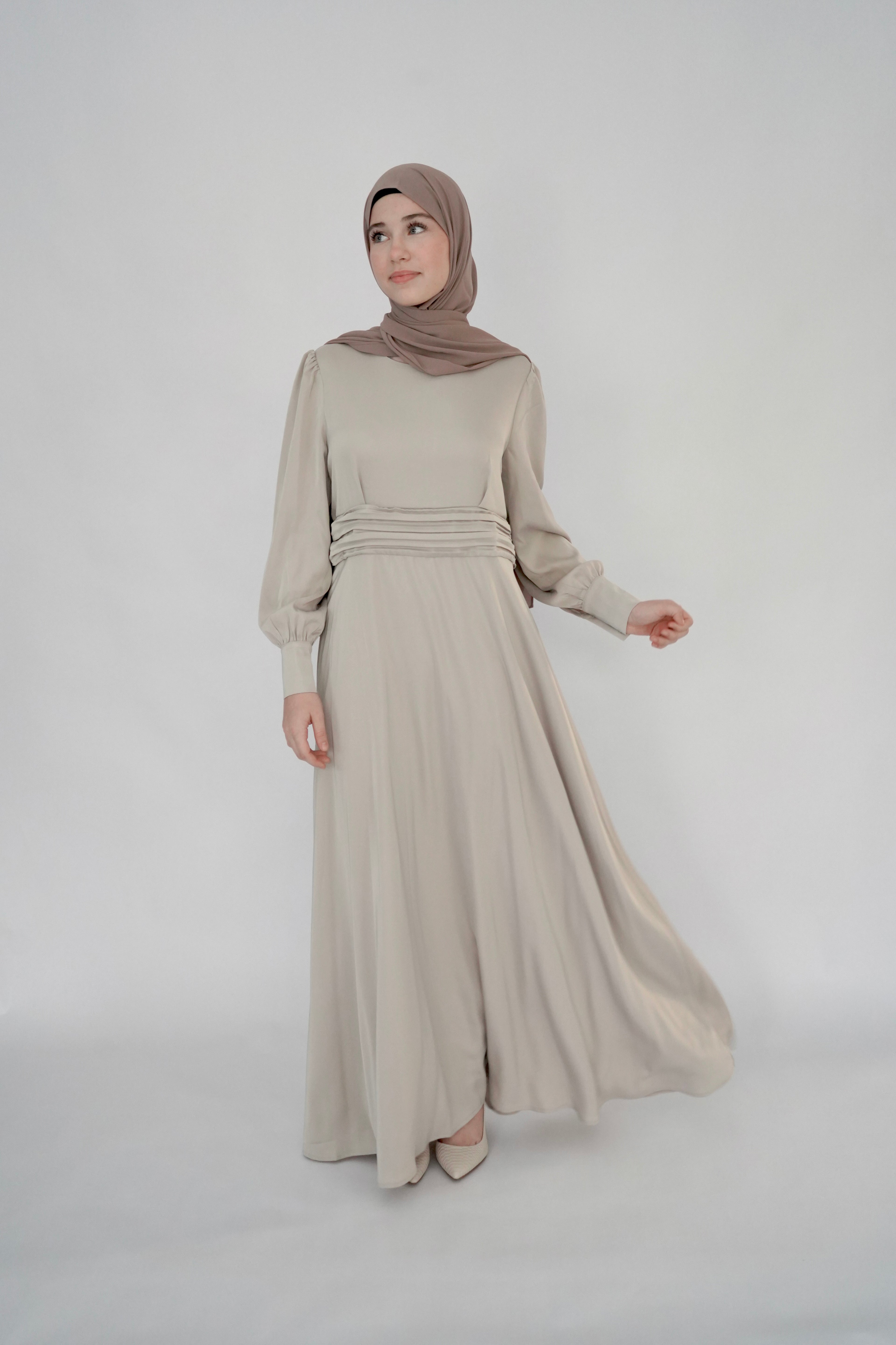 Satin Dress - Stone