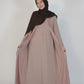 Satin Front Fold Abaya - Blush Beige