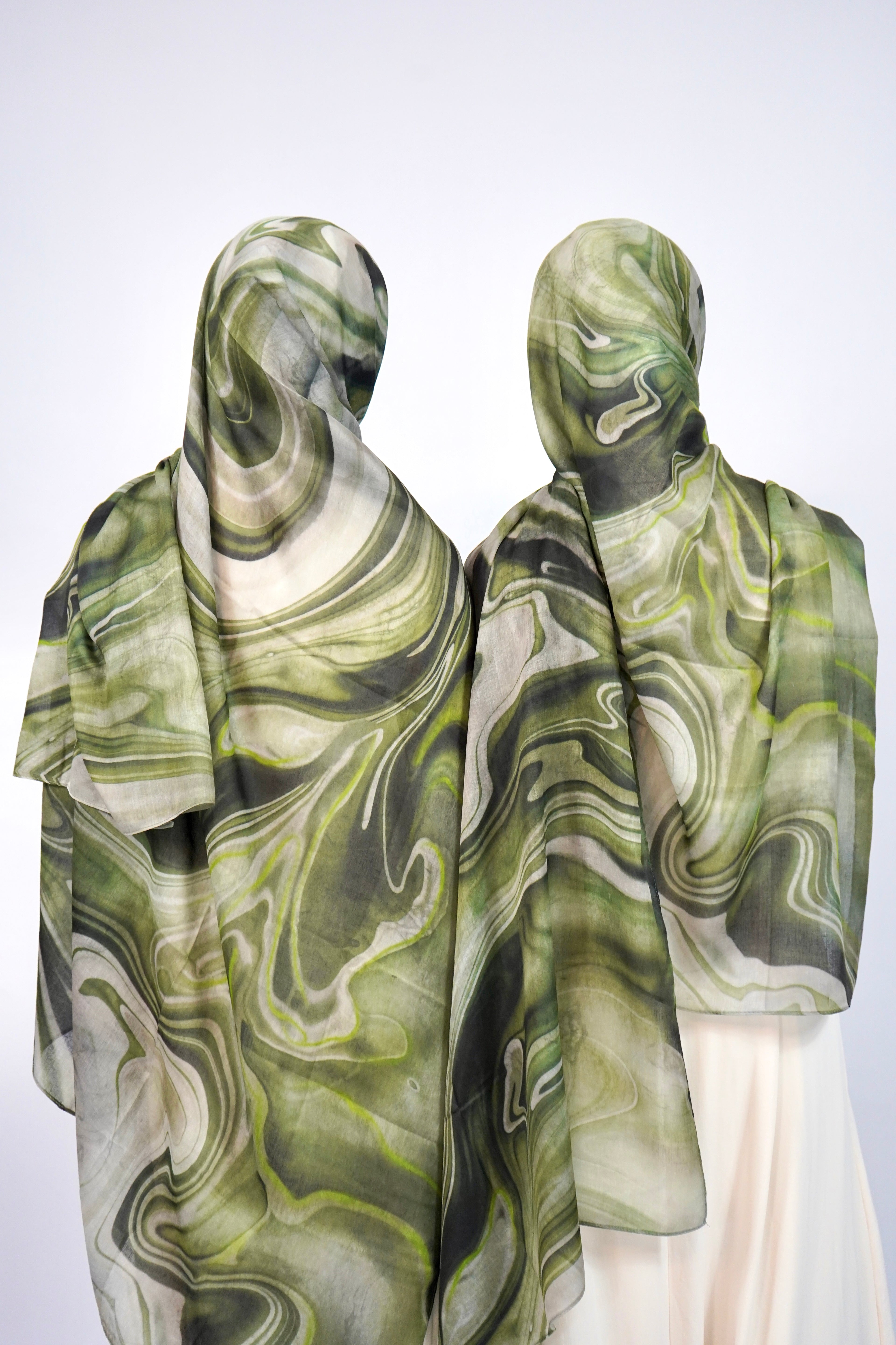 Print Cotton Hijab - Forest Mist