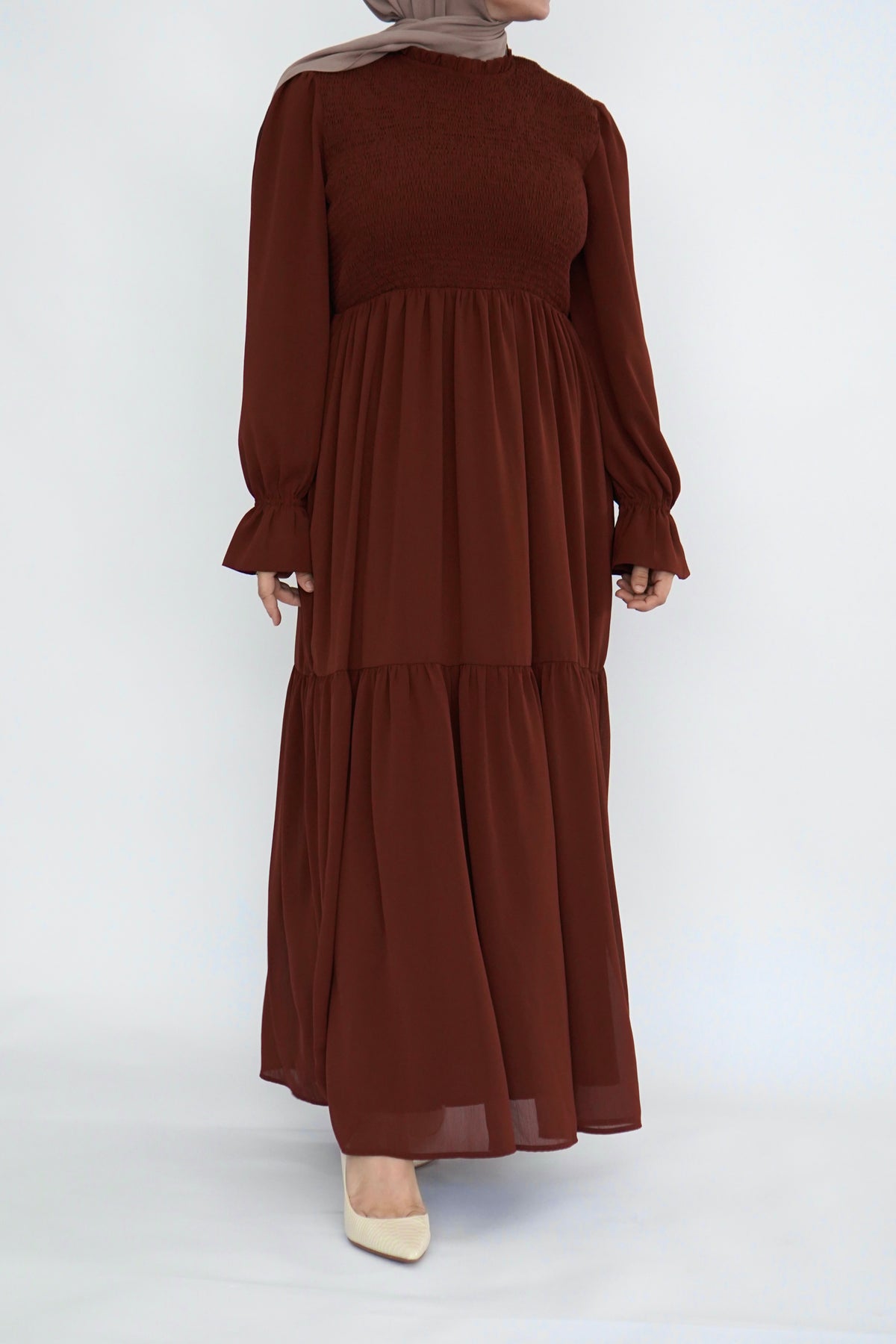 Brown Smock Dress - Chiffon