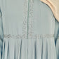 Three Tier Pleated Embroidered Dress - Mint Green