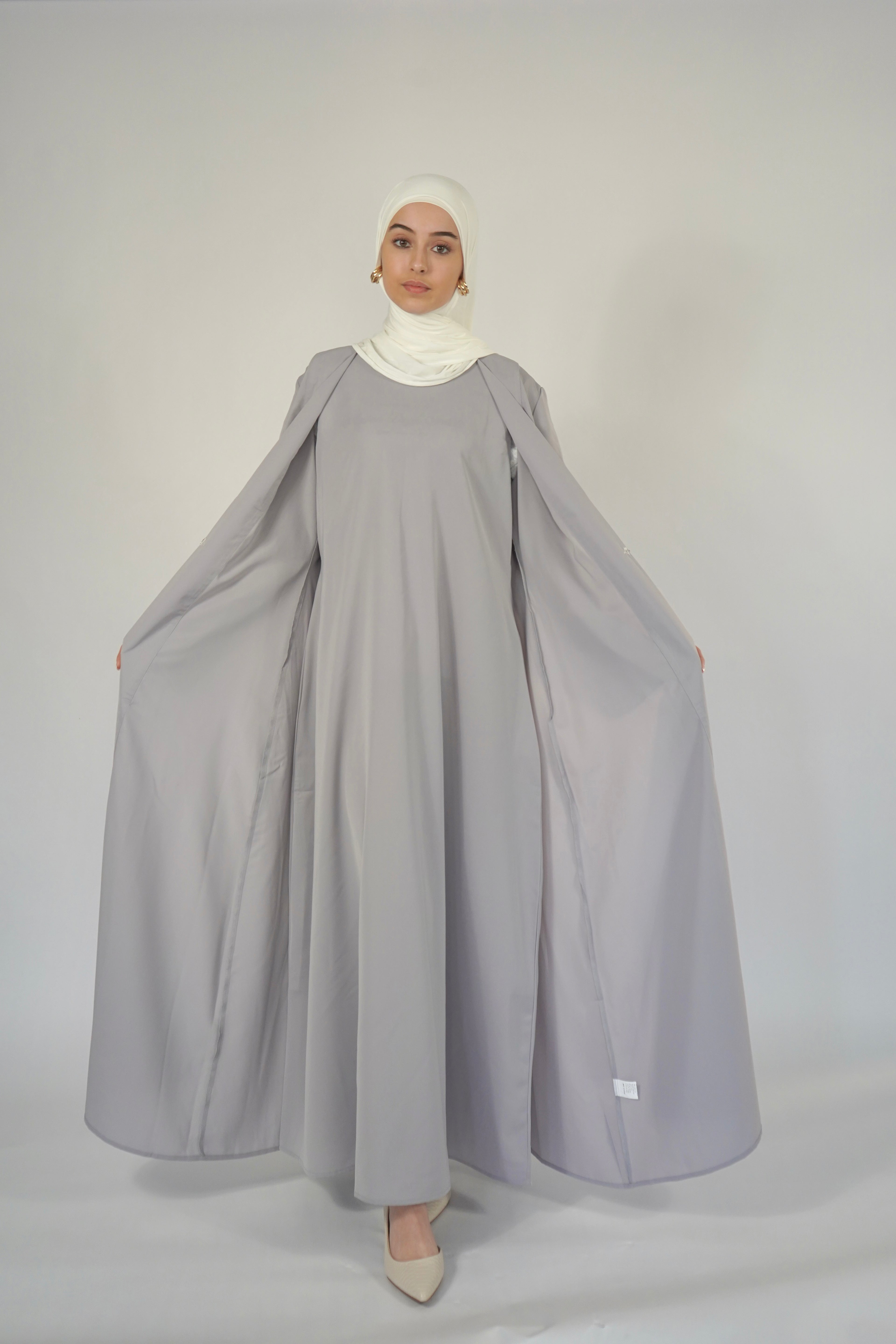 Two Piece Buckle Abaya- Gray