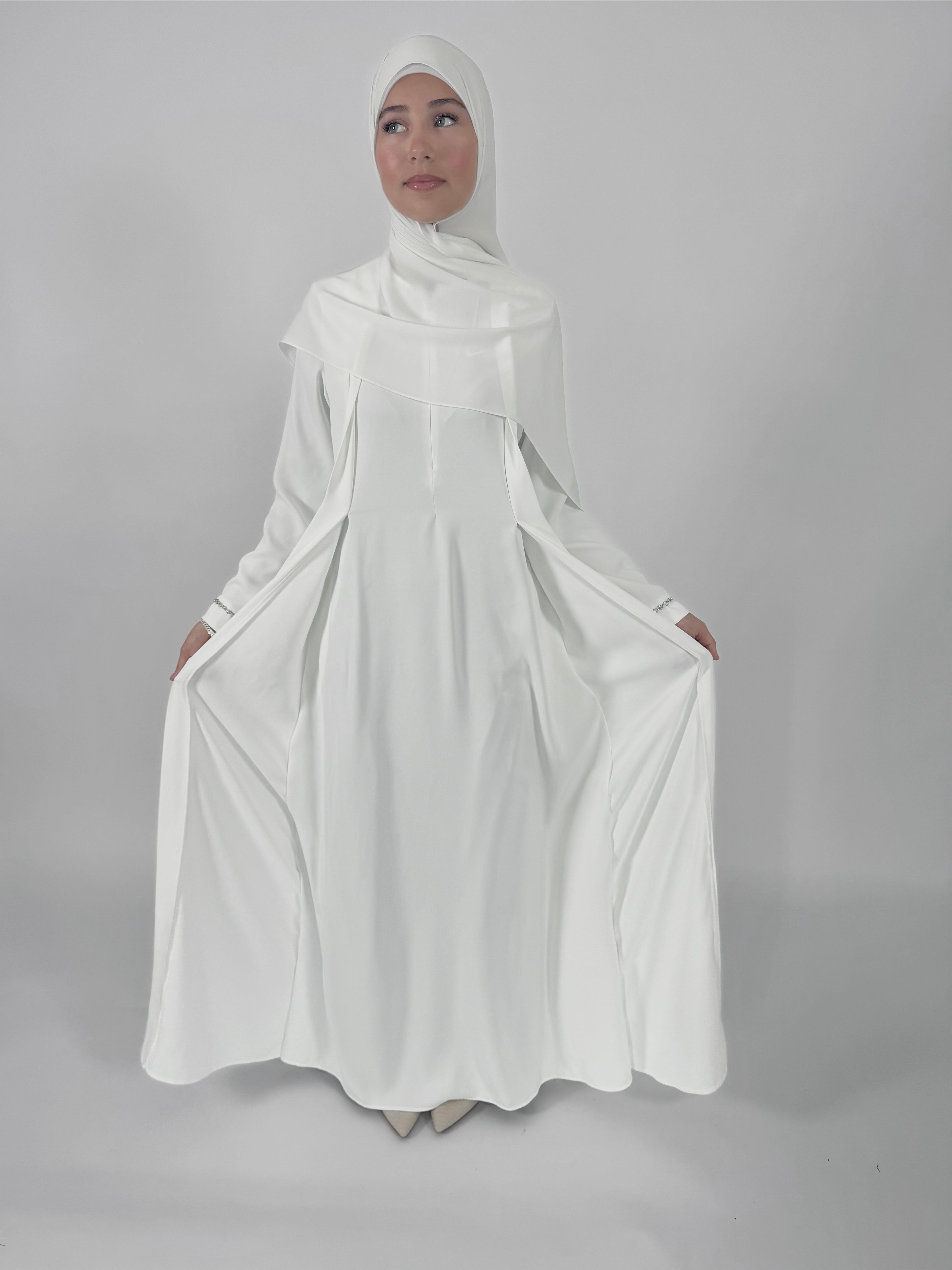 Front Fold Abaya - White