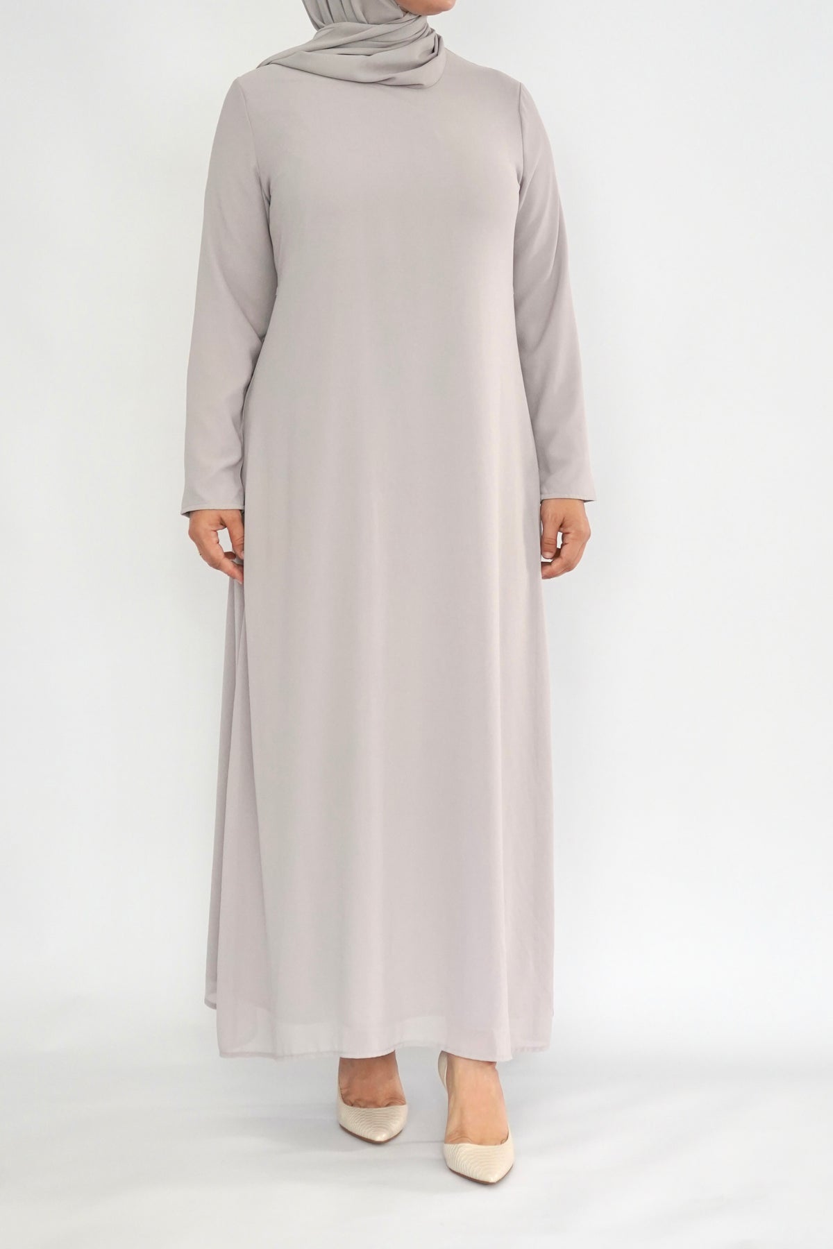 Two Piece Tiered Chiffon Abaya - Soft Lavender