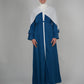 Two Piece Open Front Satin Abaya - Teal Blue