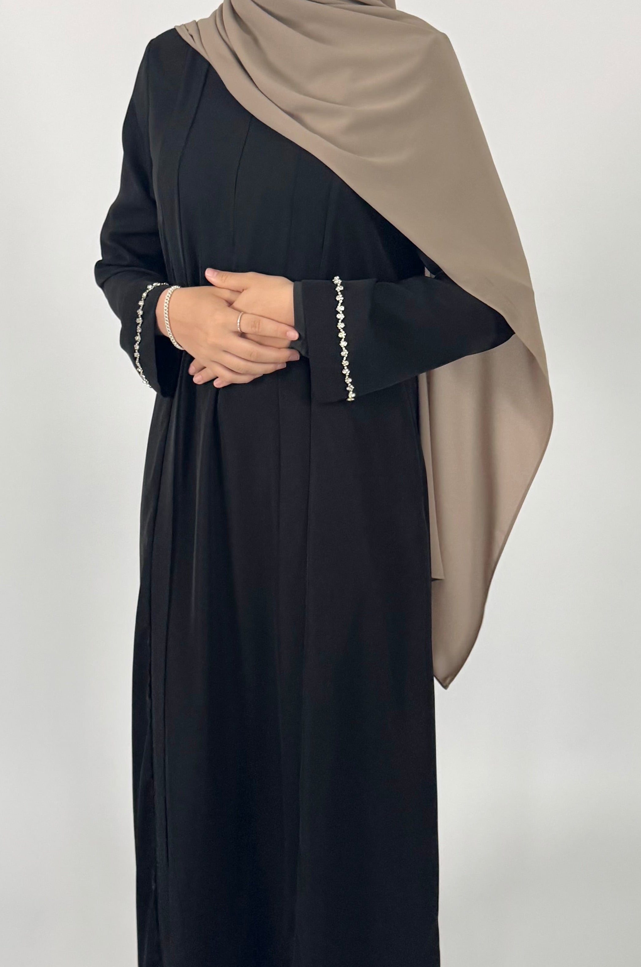 Front Fold Abaya - Black