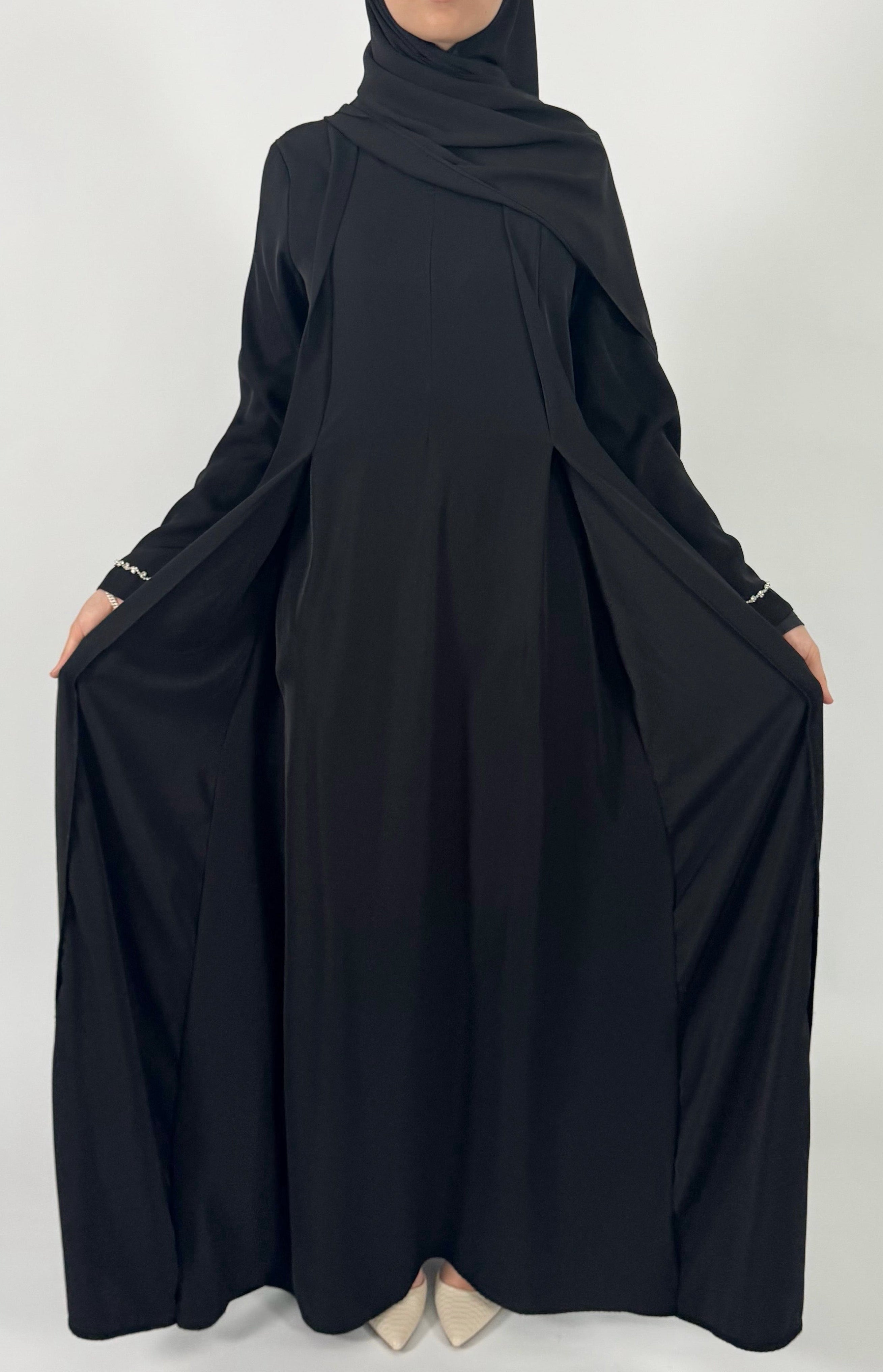 Front Fold Abaya - Black