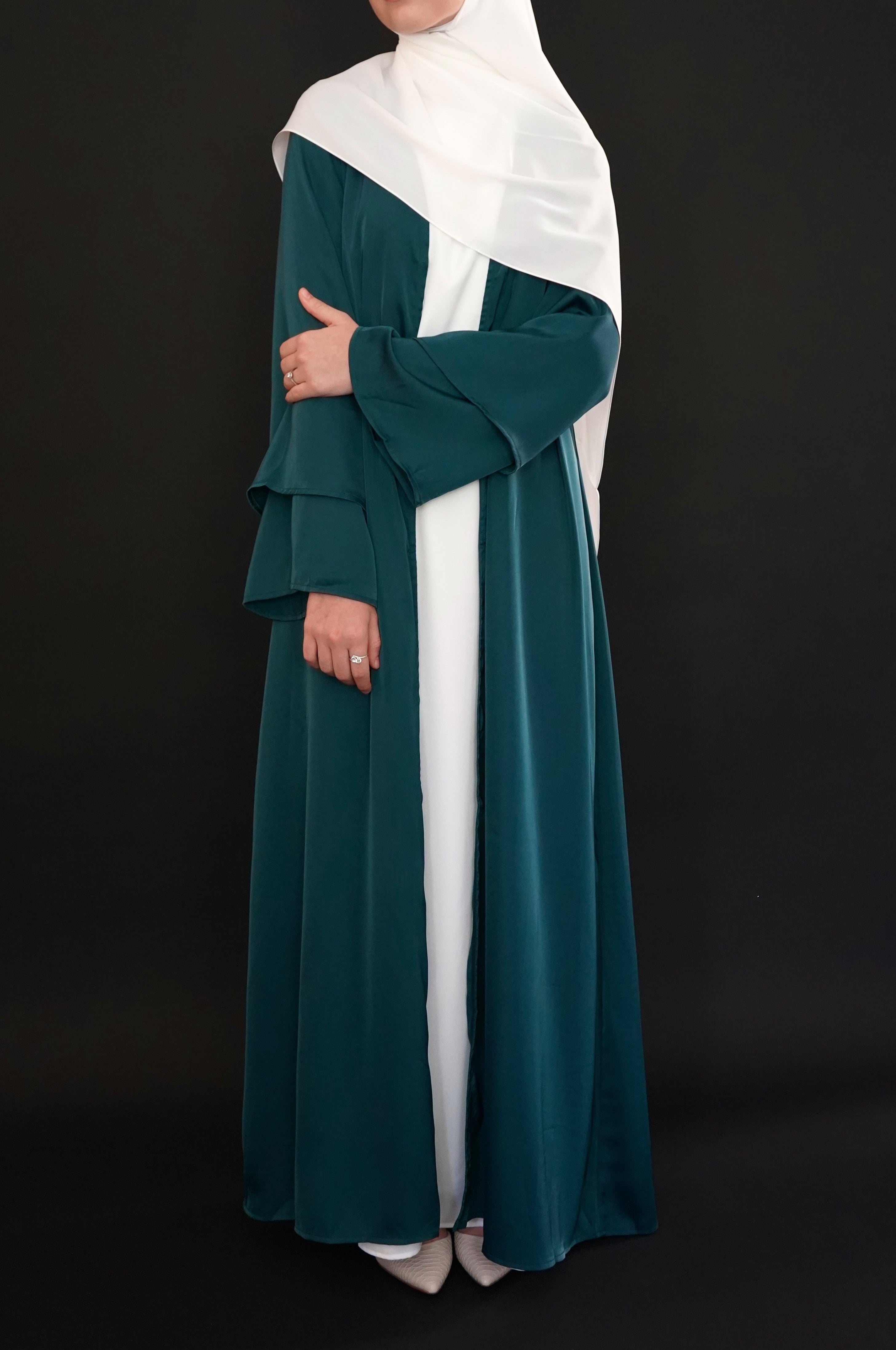 One Piece - Open Abaya - Green