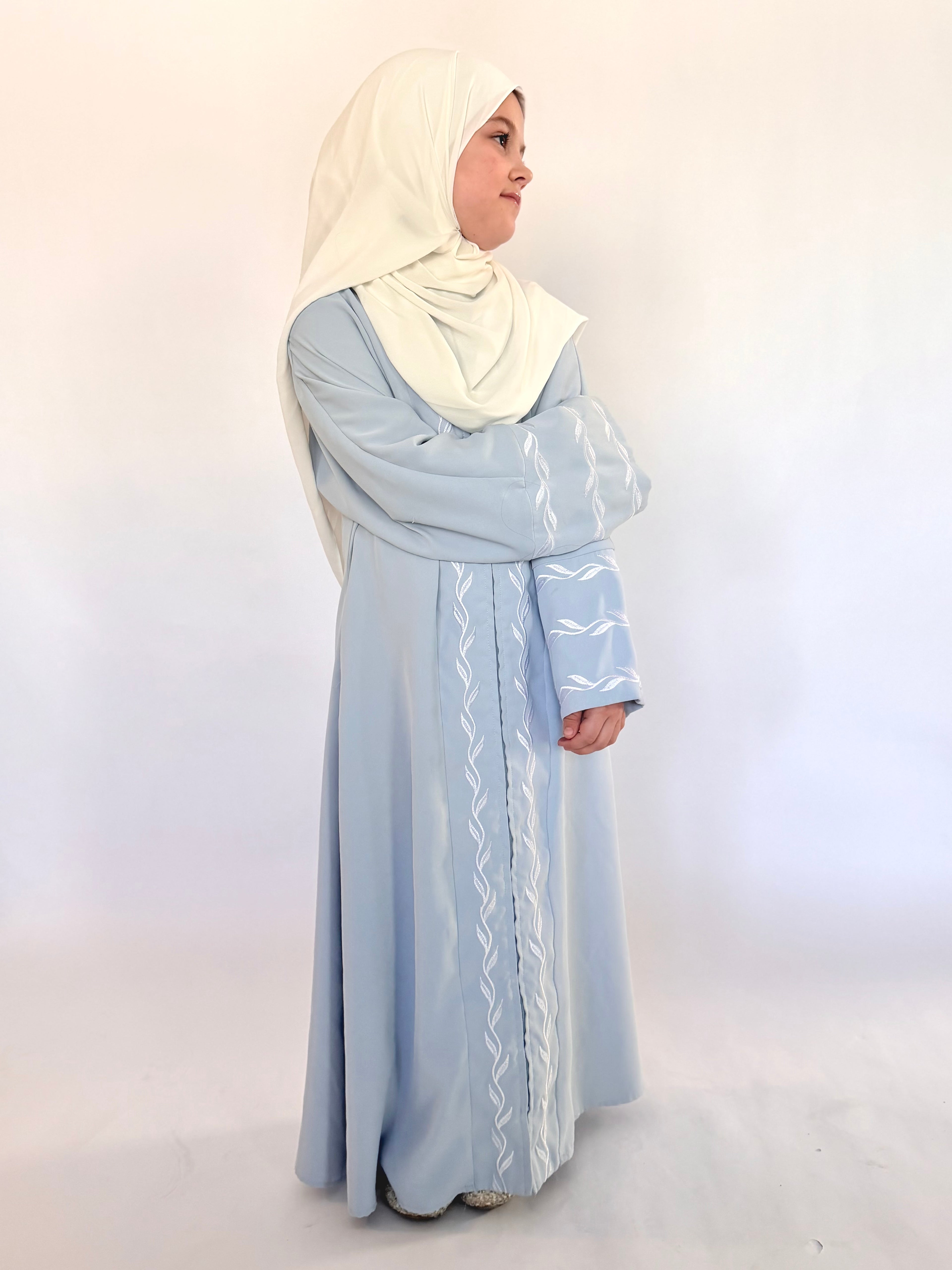 Kids Zip Up Abaya - Light Blue