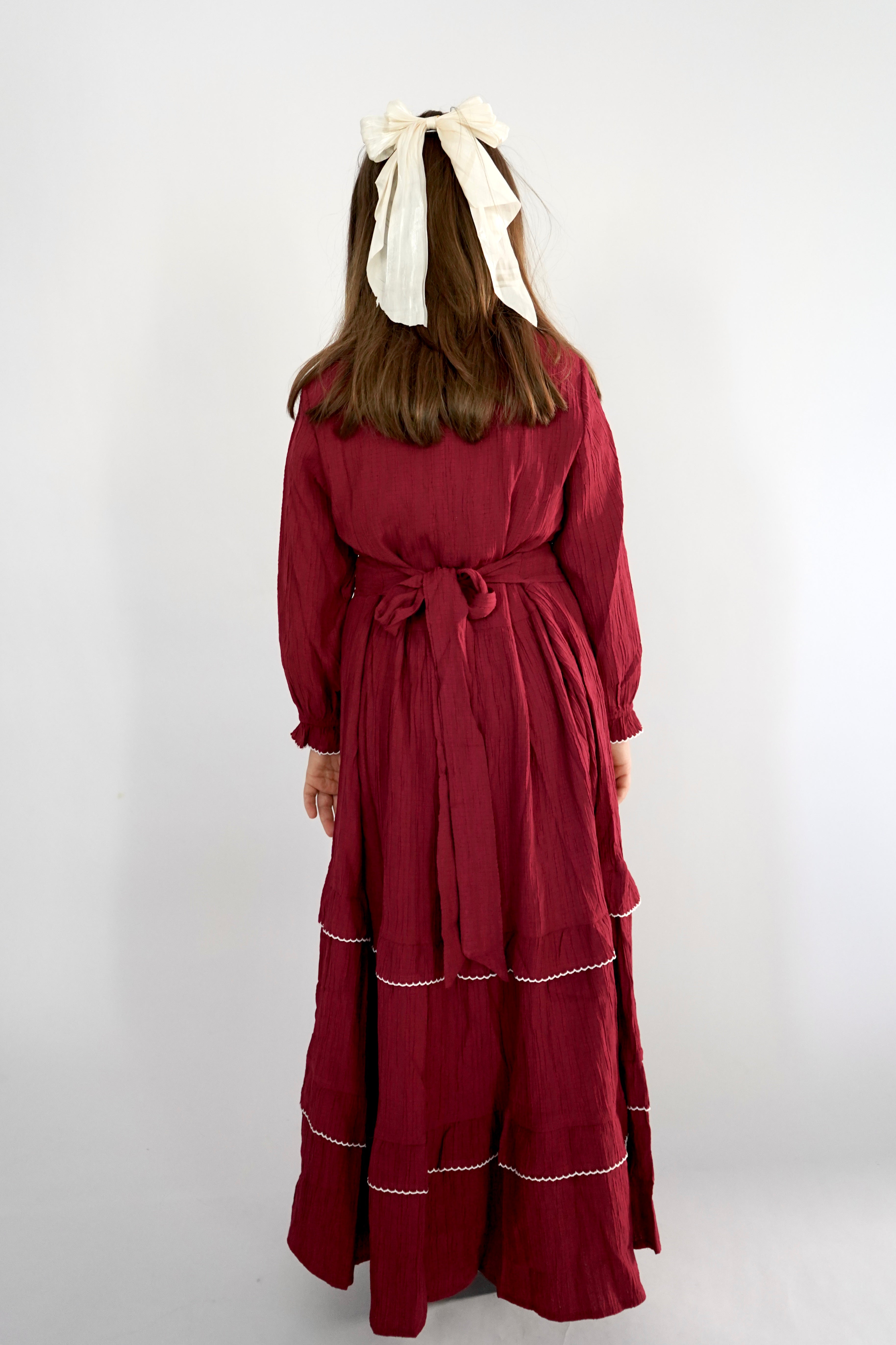 Kids Cotton Dress - Maroon - 4-6 Y (38 inch long) Kids Cotton Dress - Maroon - 4-6 Y (38 inch long)