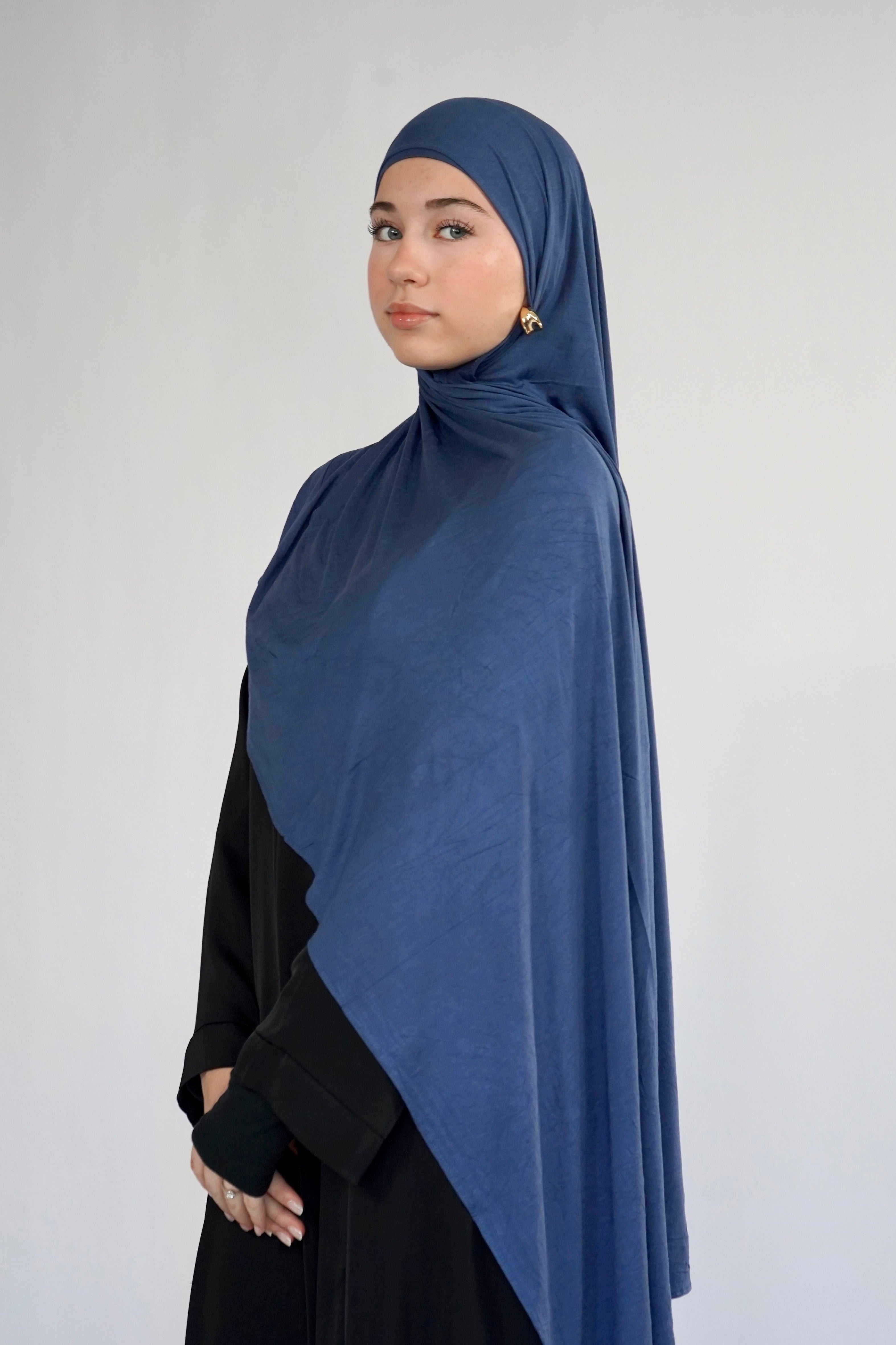 Bamboo Jersey Hijab - Dark Blue