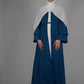 Two Piece Open Front Satin Abaya - Teal Blue