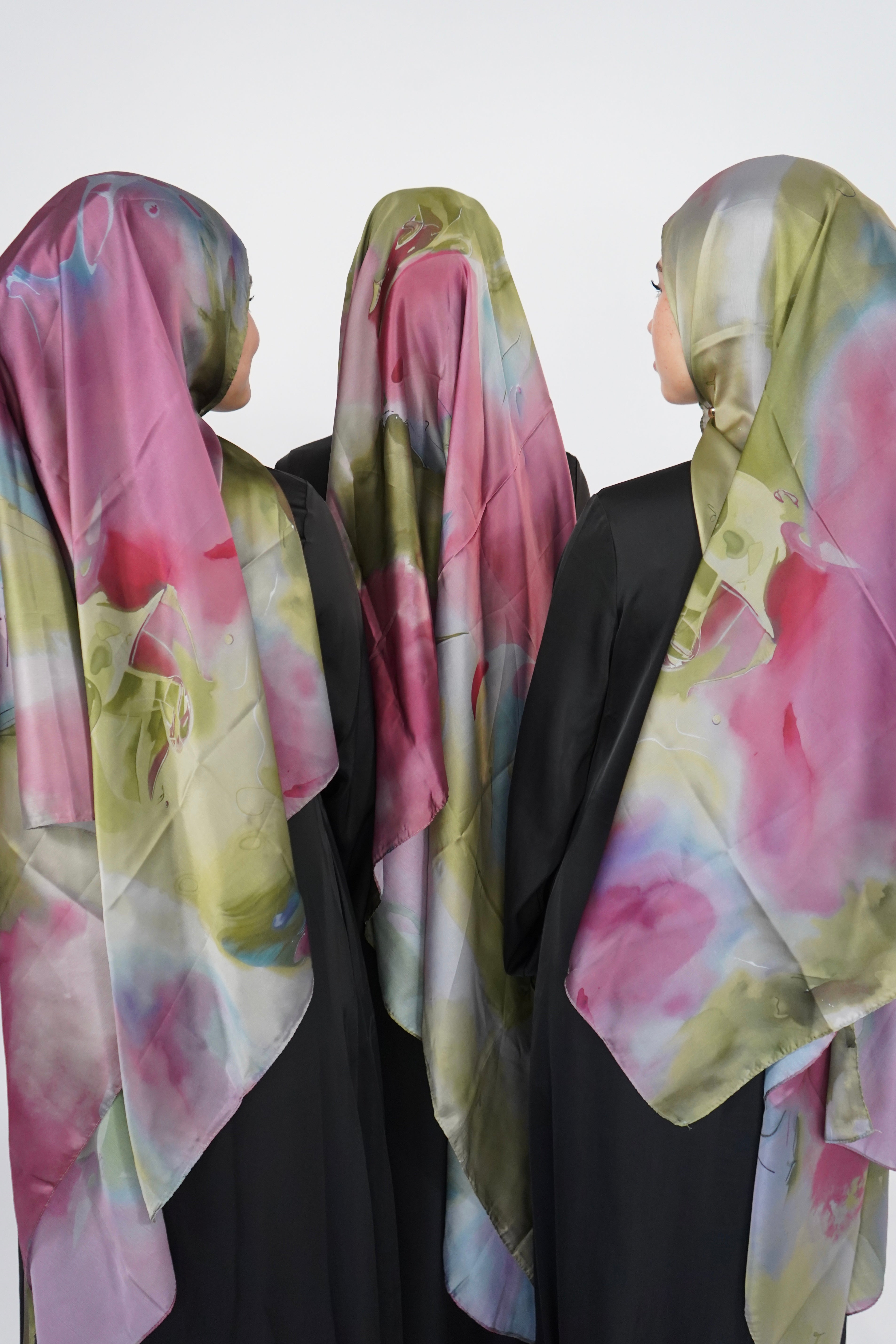 Print Satin Hijab - Rosewater Garden