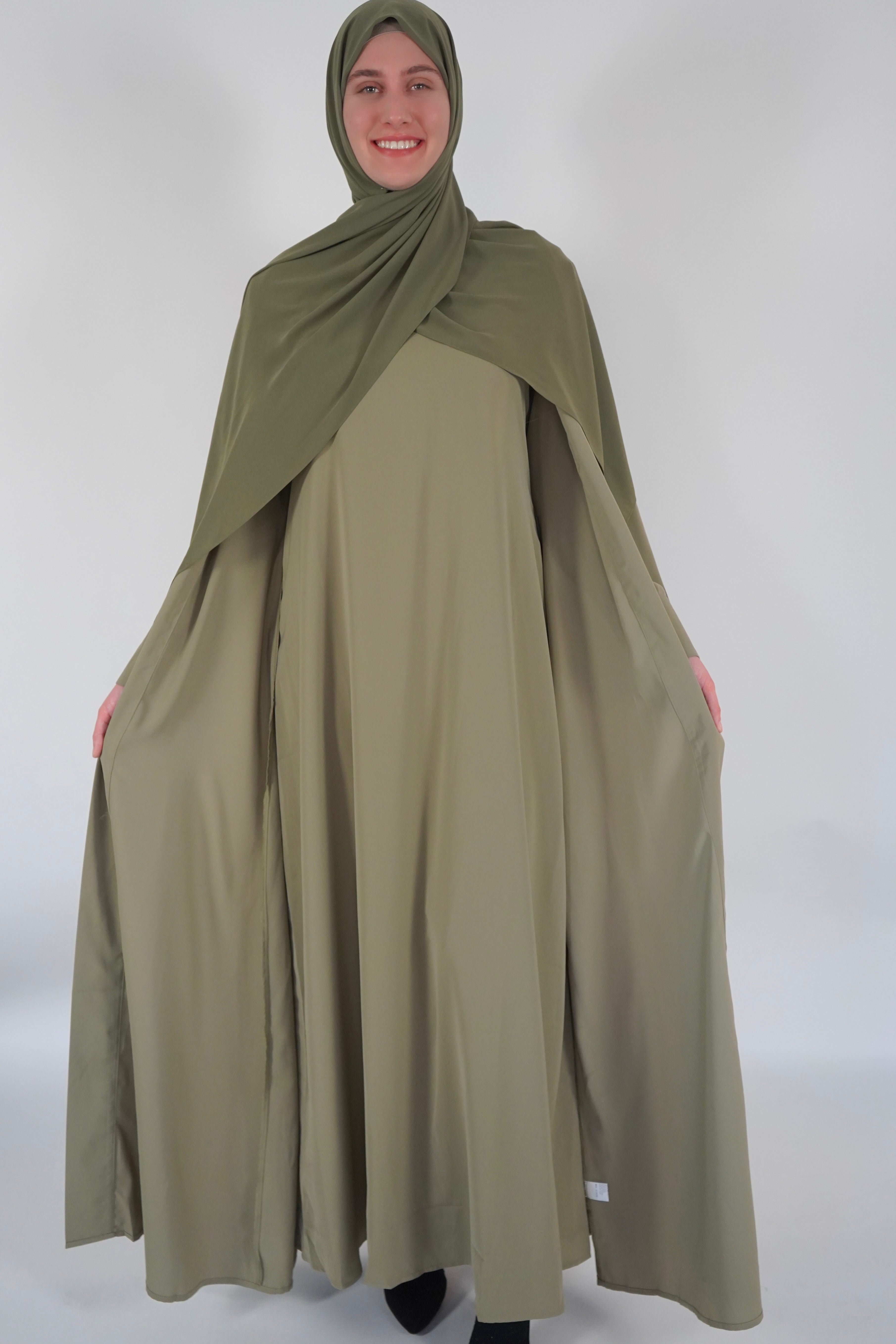Two Piece Buckle Abaya- Olive