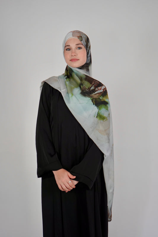 Printed Satin Hijab - Stone Meadow