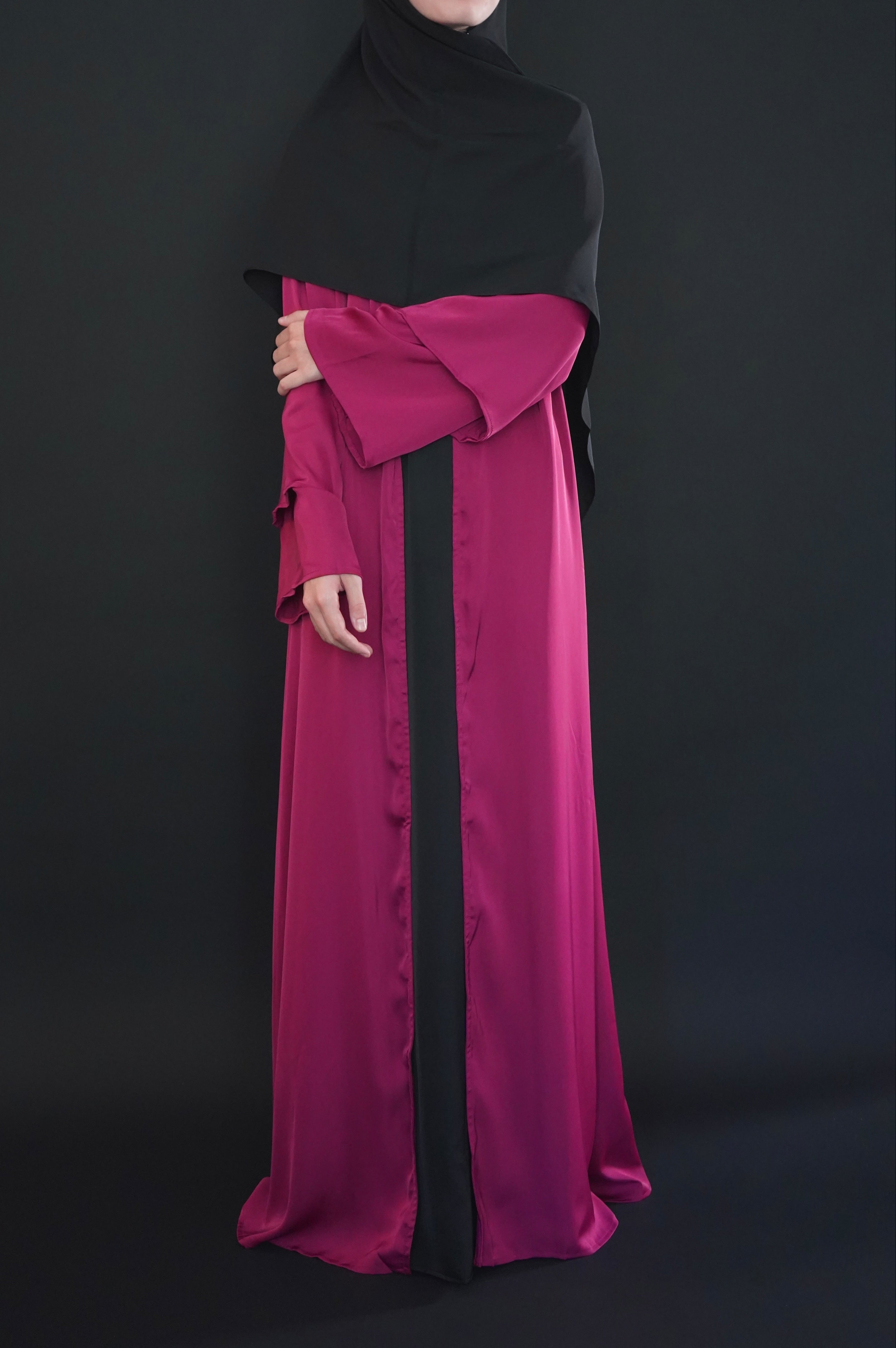 One Piece - Open Abaya - Deep Magenta