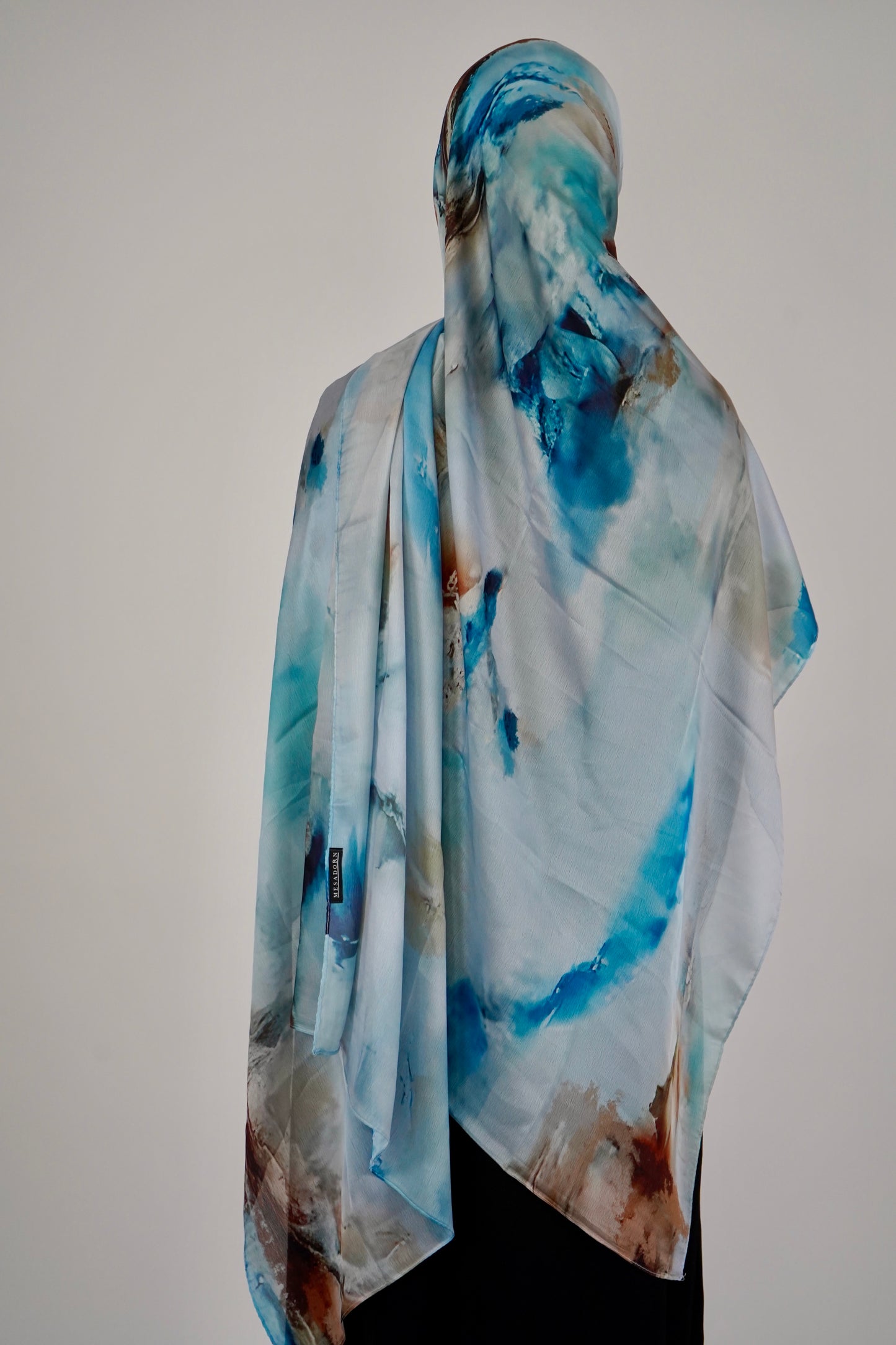 Printed Satin Hijab - Coastal Tide