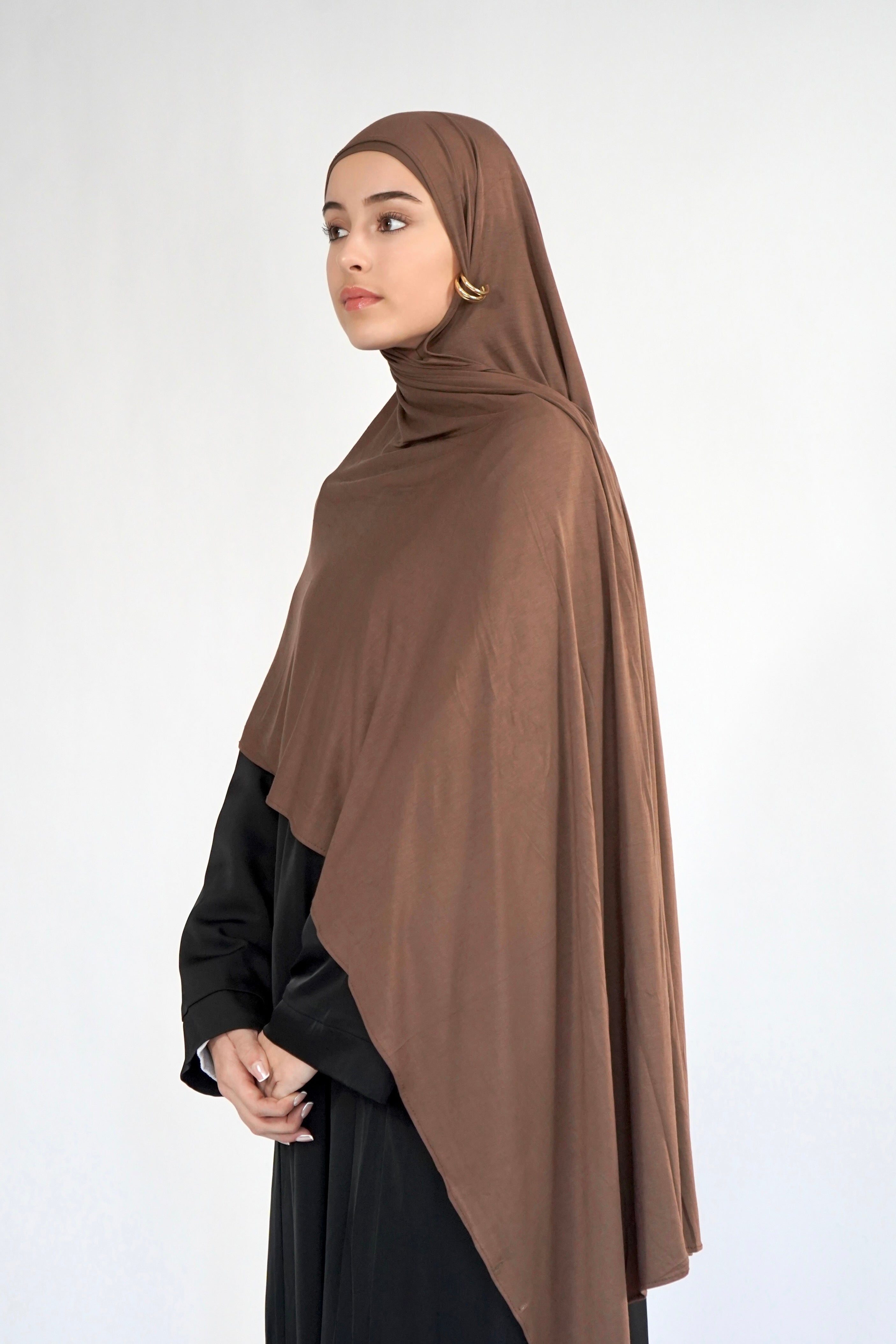 Bamboo Jersey Hijab - Dark Cappuccino – MESADORN