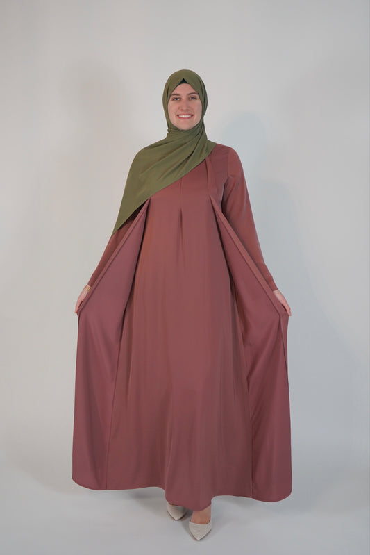 Satin Front Fold Abaya - Mauve