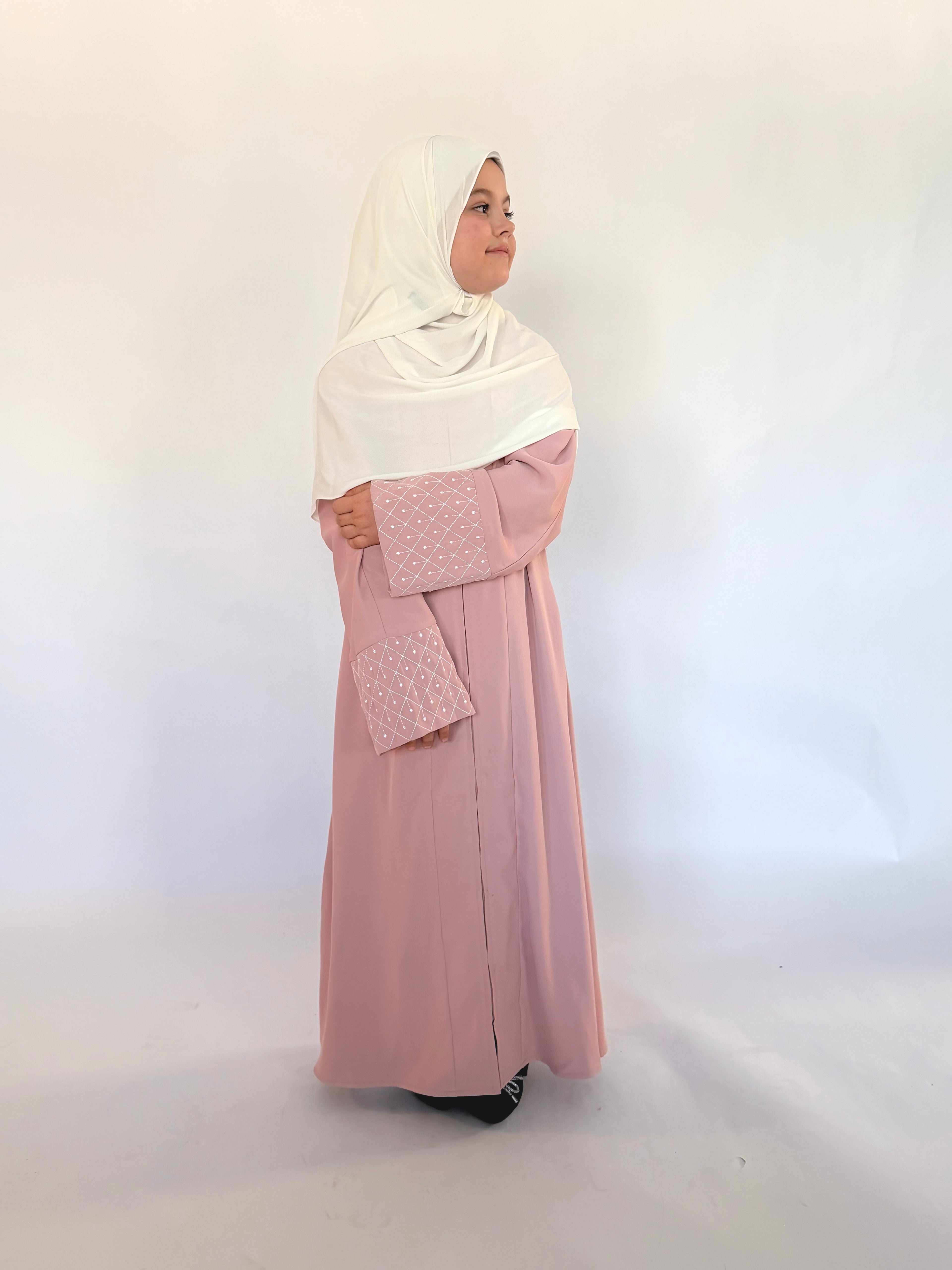 Kids Zip Up Abaya - Pink