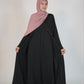 Satin Front Fold Abaya - Black