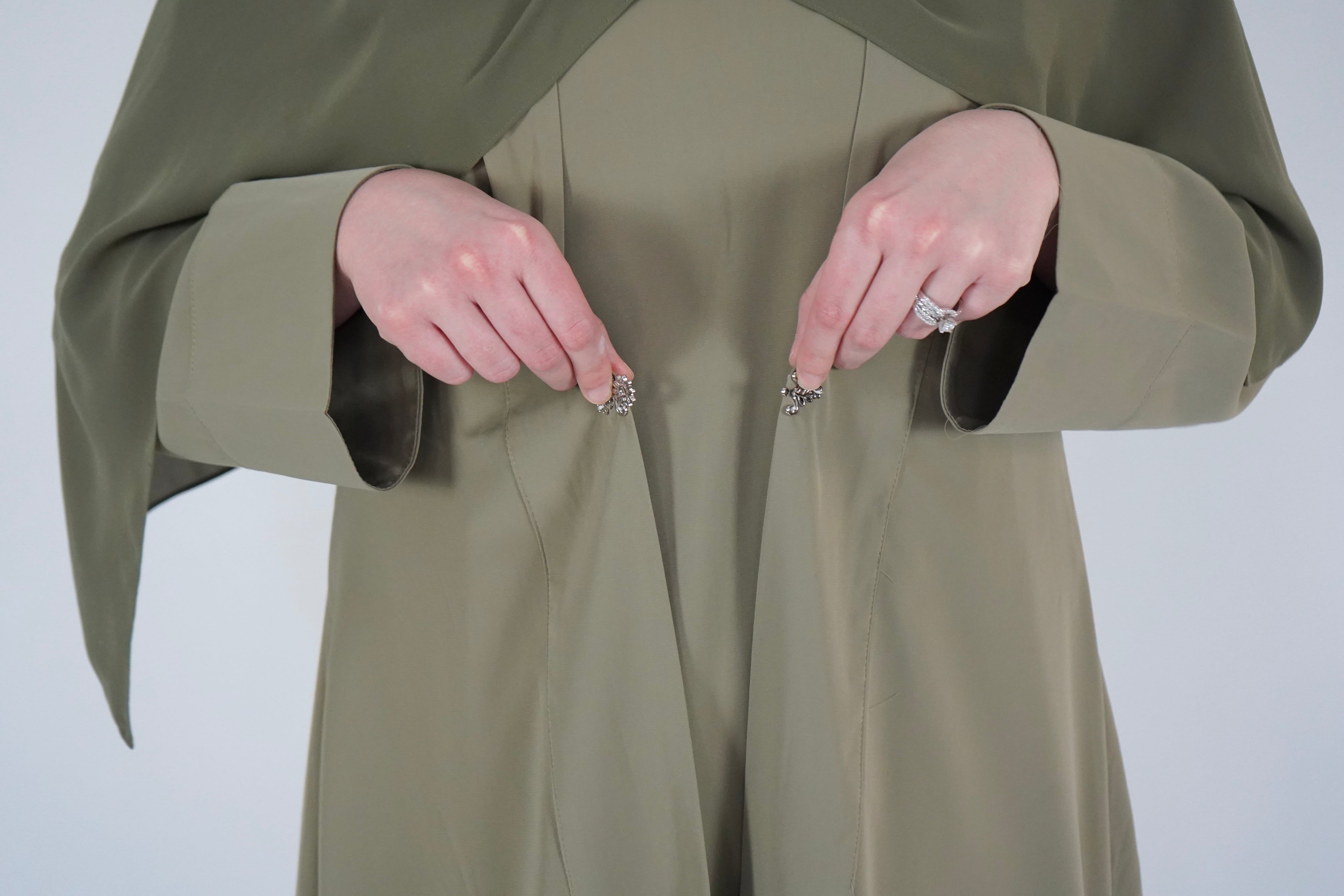 Two Piece Buckle Abaya- Olive