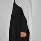 Kids Satin Abaya with Belt- Black
