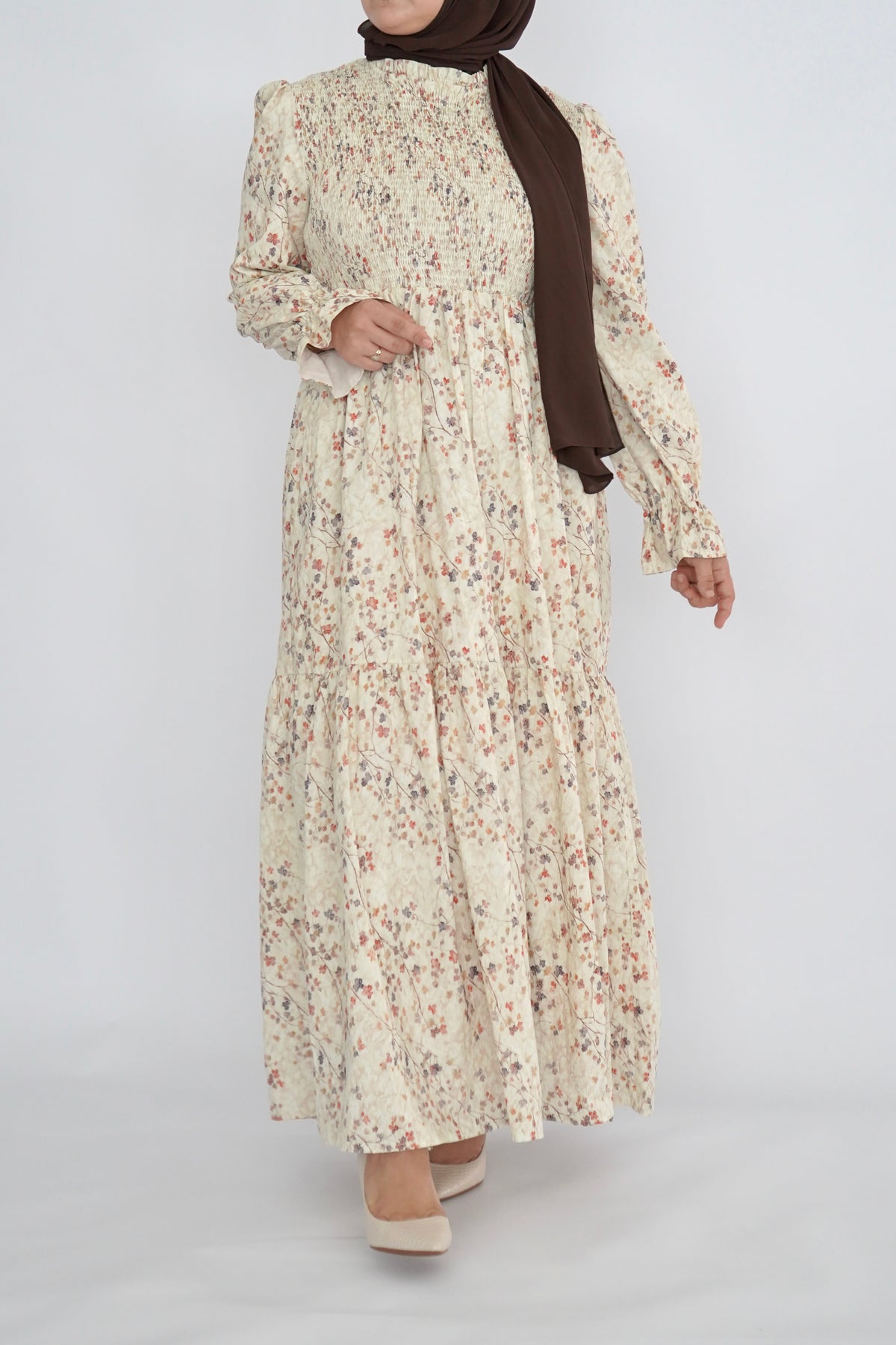 Cotton Fall Leaf Smock Dress