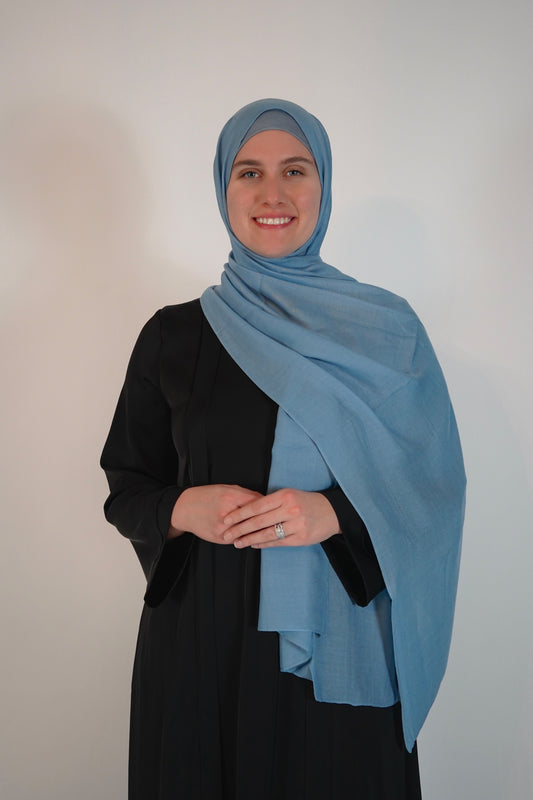 Modal Hijab and Bamboo Undercap Matching  Set - Light Denim