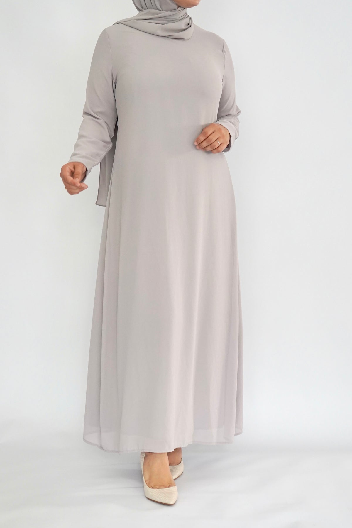 Two Piece Tiered Chiffon Abaya - Soft Lavender