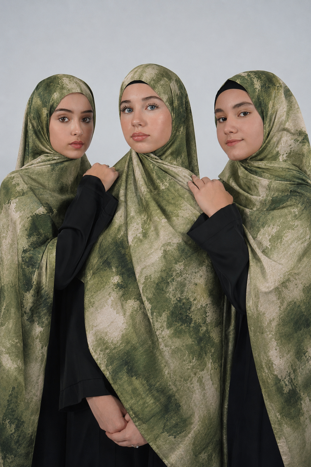 Print Satin Hijab - Pine Mist