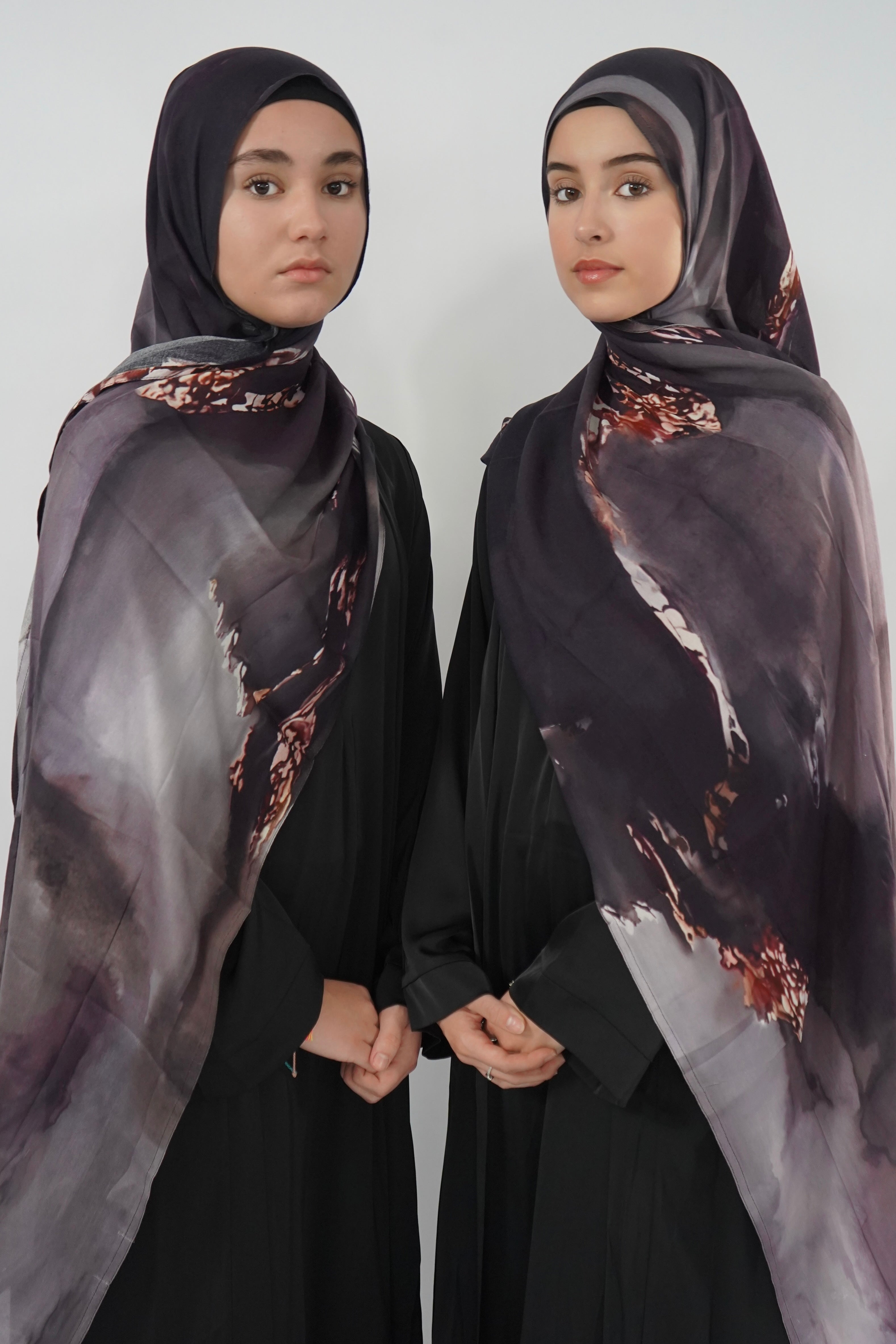 Print Modal Hijab - Smoked Plum