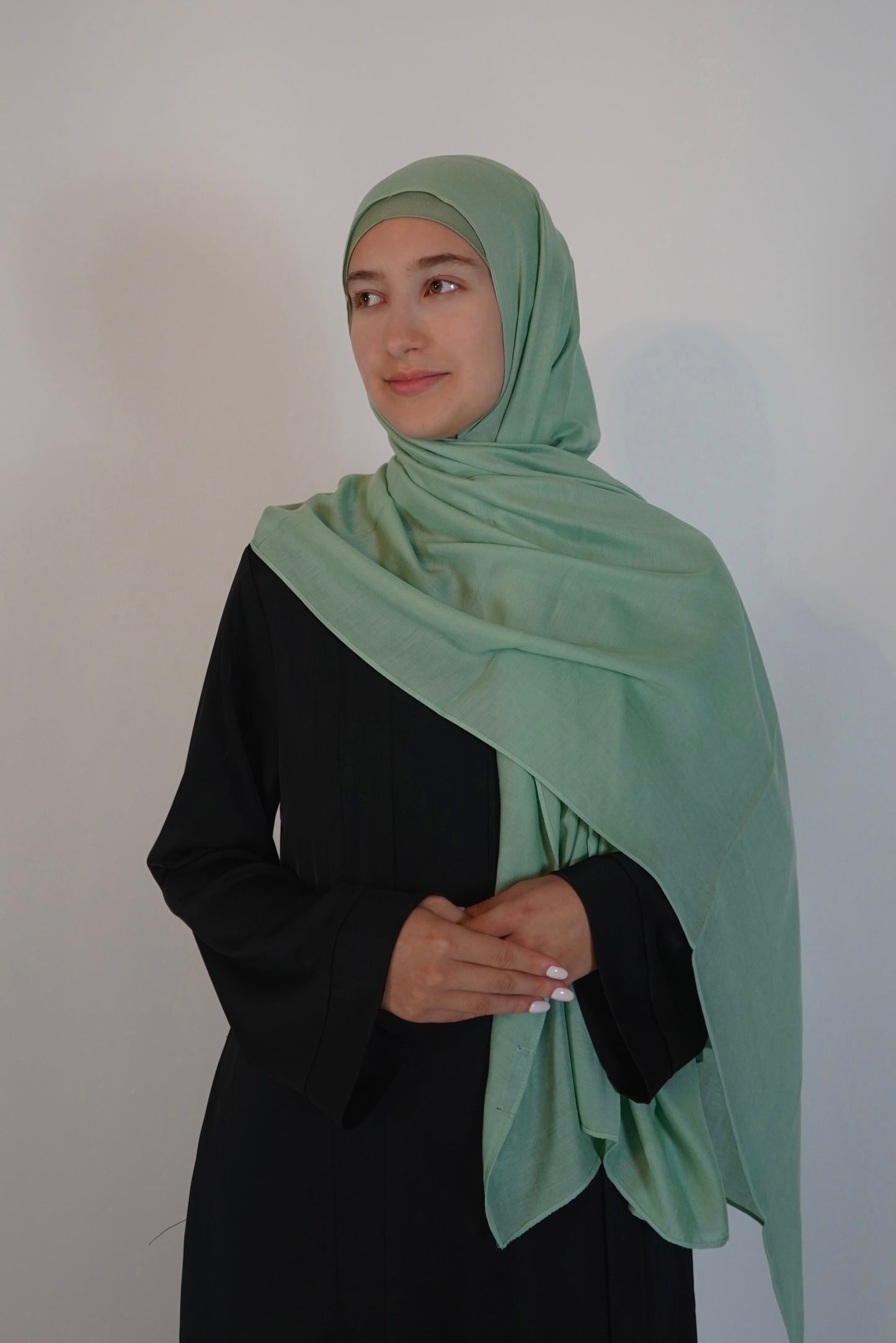 Modal Hijab and Bamboo Undercap Matching  Set - Mint Green